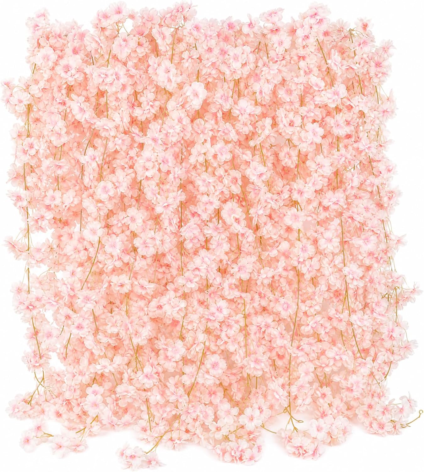 12 Pack Cherry Blossom Garland Artificial Flower Garland Vines for Cherry Blossom Decor Flower Wall Decor Hanging Vines for Wedding Party Room Decor Indoor Outdoor