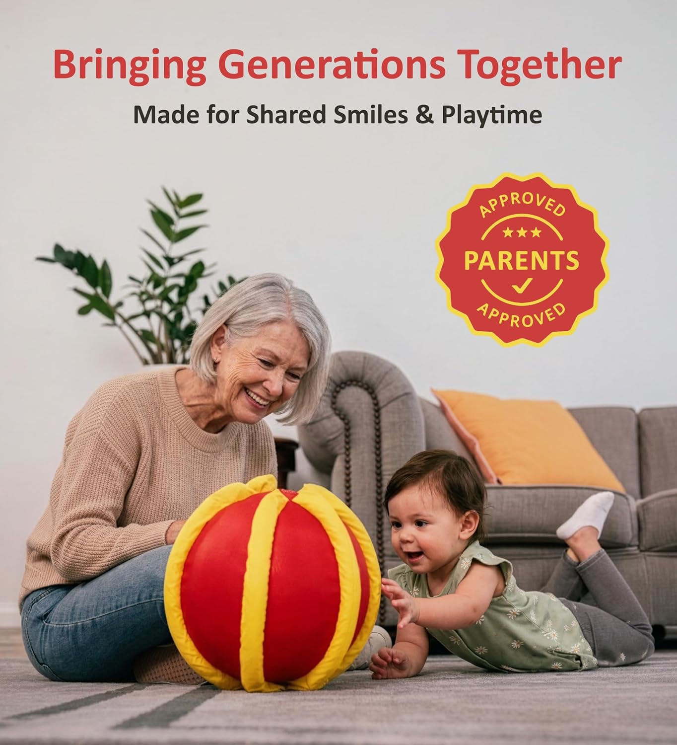 Nurture Smart™ Rib-It-Ball – Ribbed Crinkle Texture, Bright Colors Easy-to-Grip. Designed for Babies, Toddlers & Pre-Schoolers Motor Skills Development & Sensory Play, Perfect