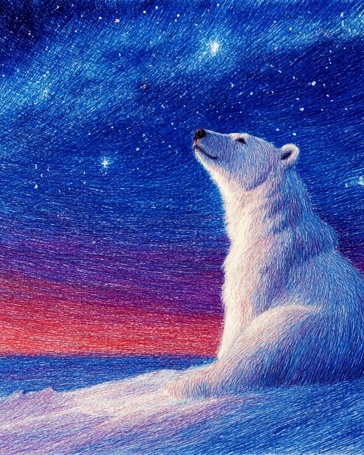 Liubaishi Multicolour Paint By Numbers For Adults, Diy Acrylic Painting Kit, Starry Night Polar Bear, 40X50 Cm Canvas