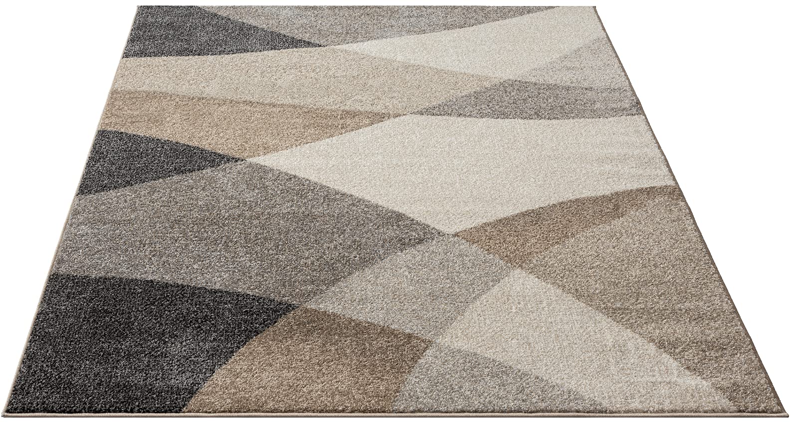 the carpet Pearl - moderne dichte kortpolige woonkamer slaapkamer tapijt, contourgesneden, geometrische patronen, golfpatroon, Beige, 80 x 140 cm