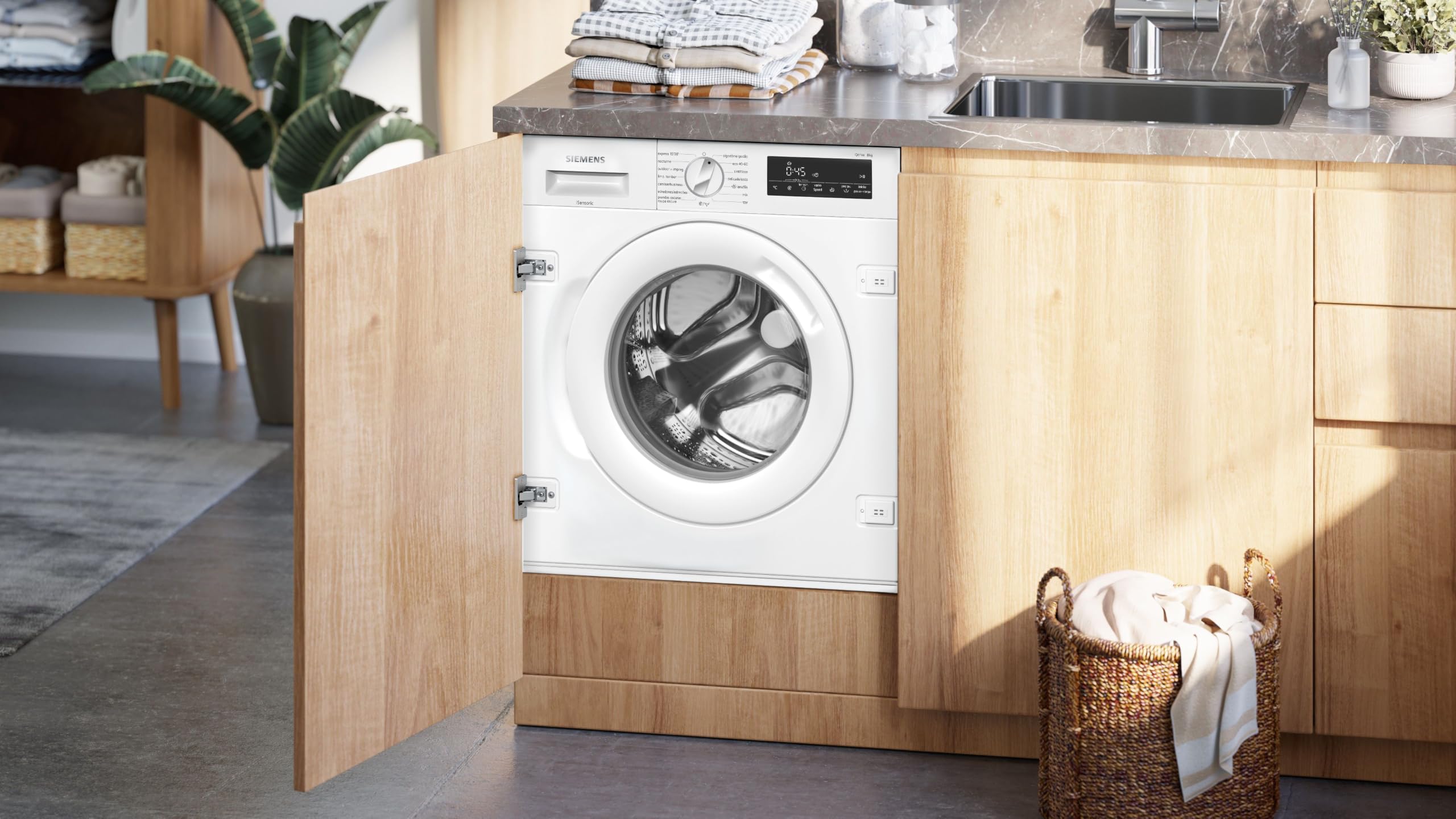 Siemens, Lavavadora iQ700 integrable 8kg 60cm, Display LED, WI14W542ES