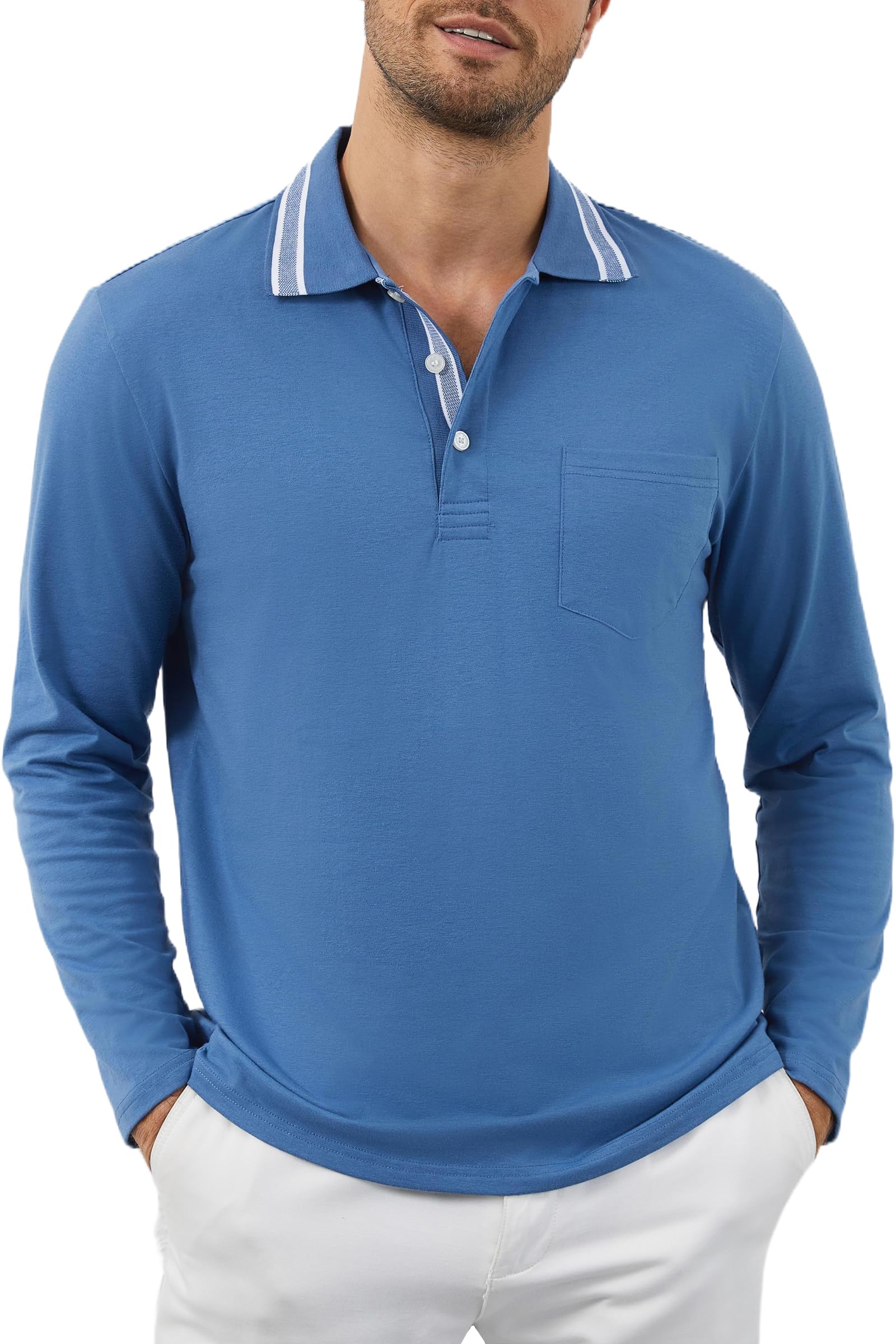 Gleam Ledra Poloshirt Herren Kurzarm Klassisches Baumwollmix Golfshirt Polohemd mit Knopfleiste
