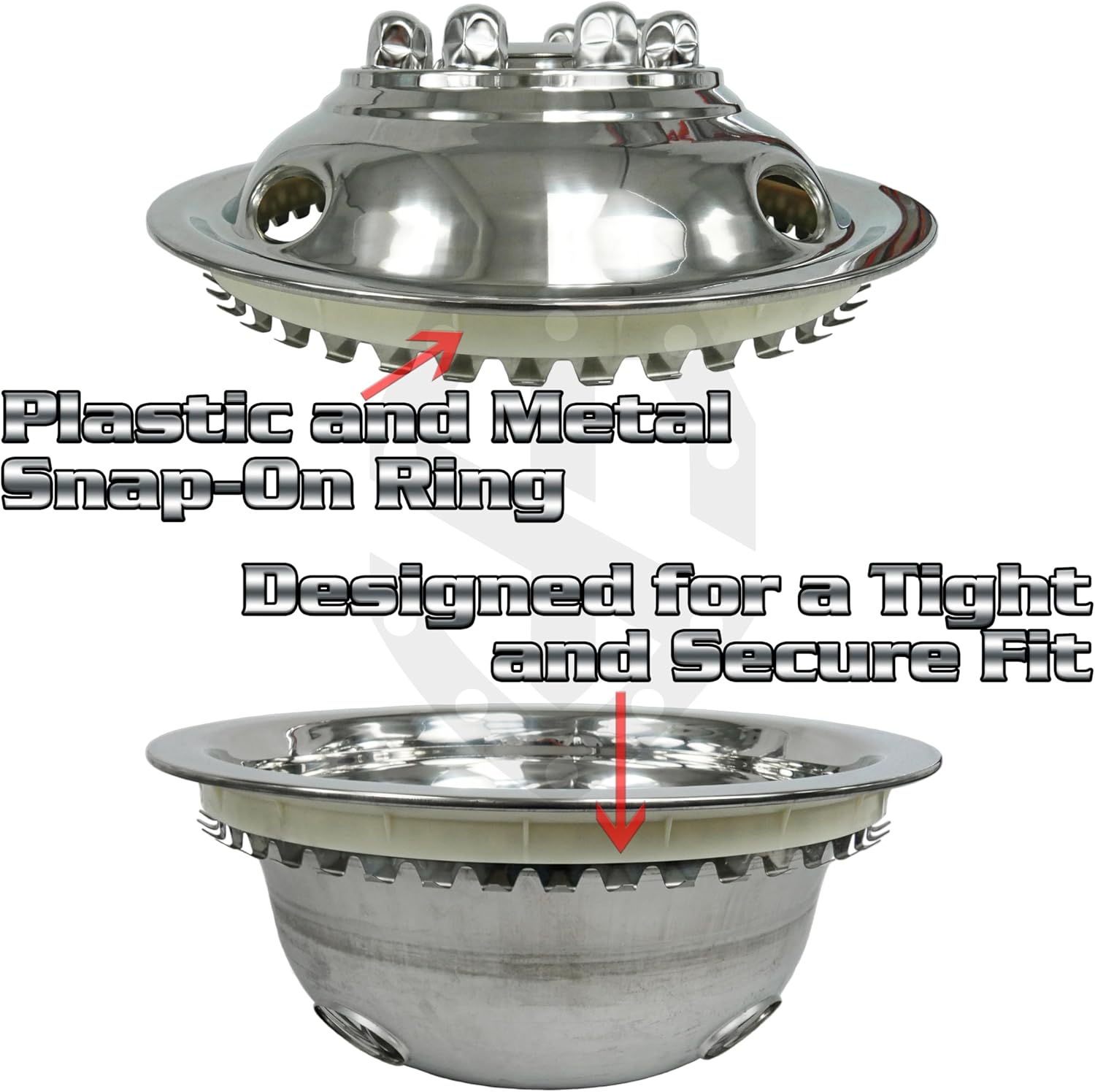 16FG-U001-SO 16" Stainless Steel Snap-On Dually Wheel Simulator for Ford E350/E450, GMC Motorhome/Truck/RV/Van