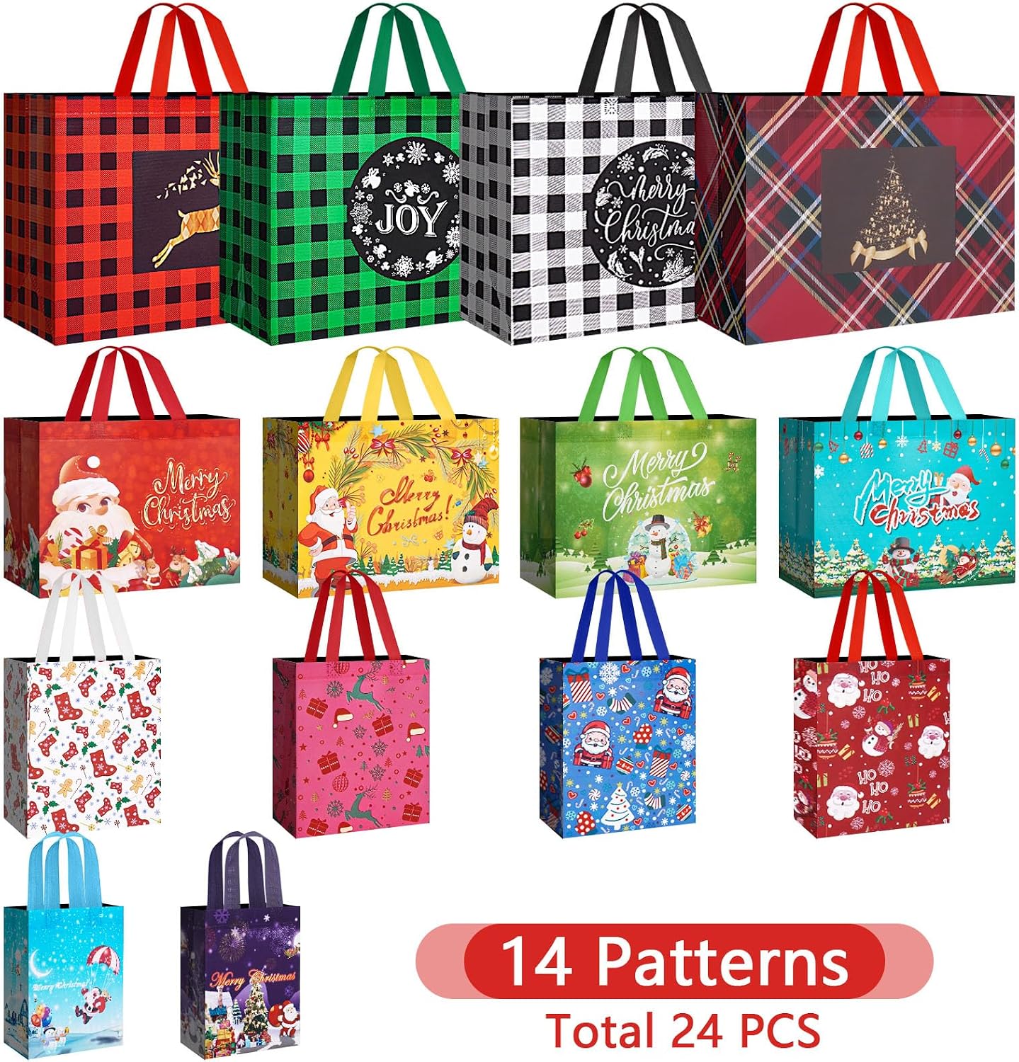 Heetobcos 24 Pack Christmas Gift Bags Assorted Sizes with Handle image 4