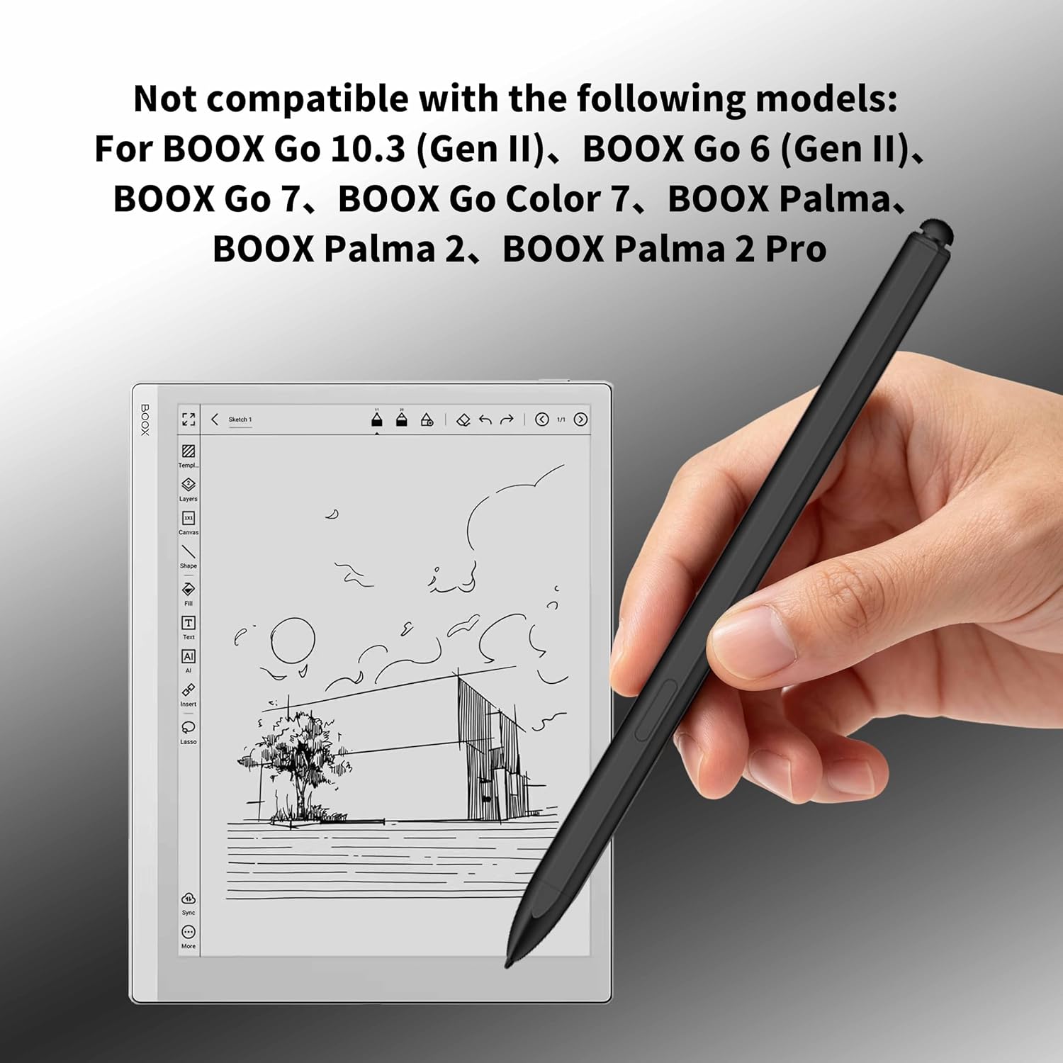 Stylus for BOOX Note Air 5C/4C/Go 10.3 (Gen I) EMR Pen，Black