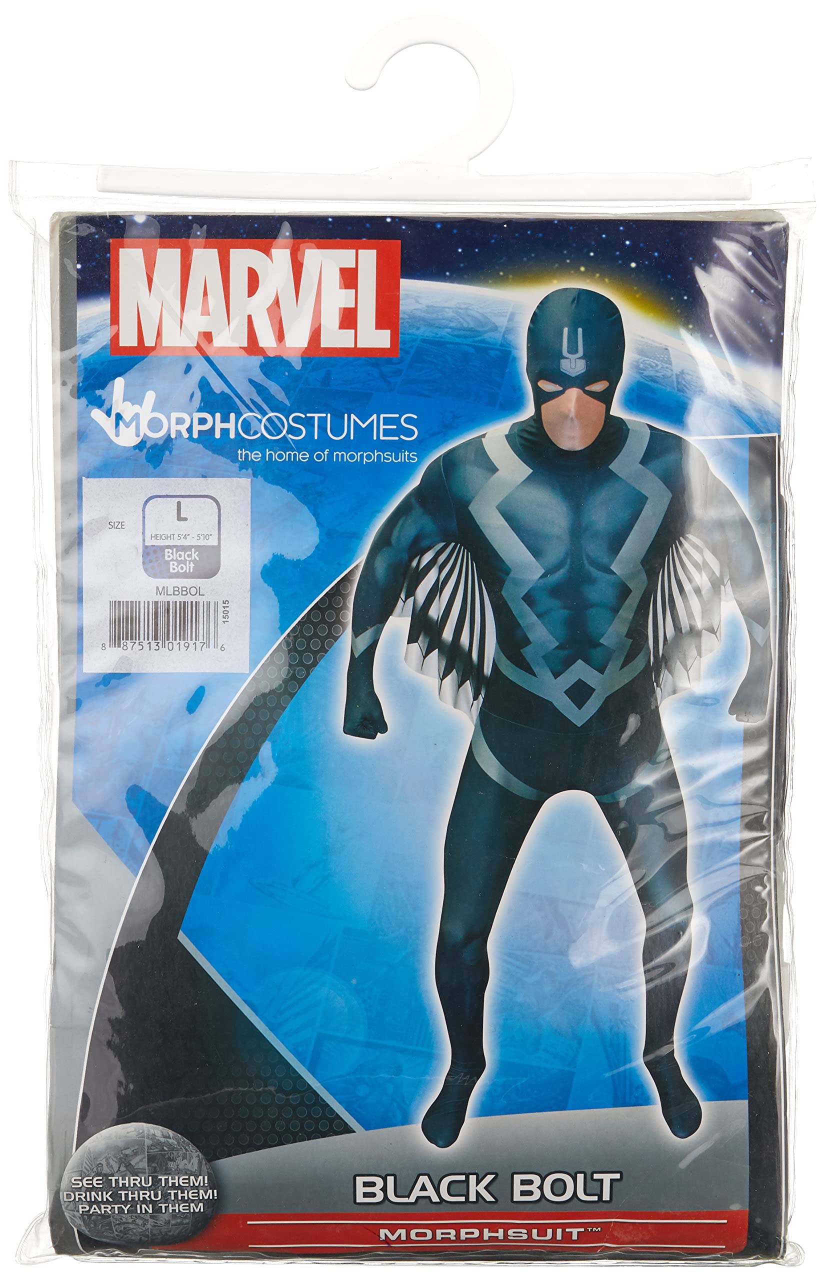Morphsuits Black Bolt Adult Fancy Dress Costume (Large)