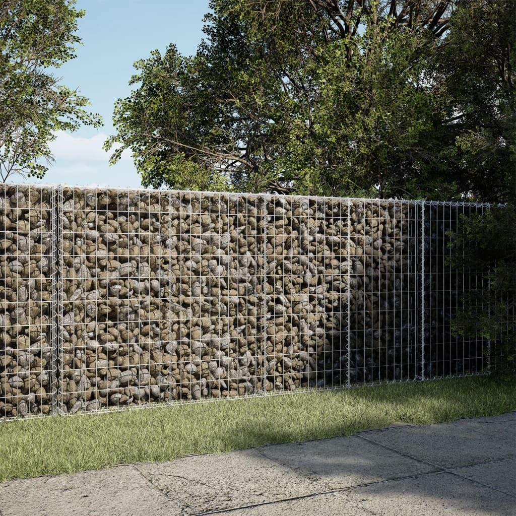 Gabionenkorb mit Deckel, 250 x 100 x 100 cm, Eisen, verzinkt | Montage ohne Werkzeug, Abstandshaken im Lieferumfang enthalten, für Landschaftsbau im Außenbereich