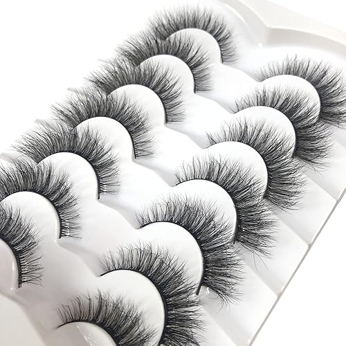 Miniatura 256 de Pooplunch Pestañas postizas de pelo de visón sintético, estilo de ojo de gato, paquete de pestañas postizas naturales esponjosas, paquete múltiple