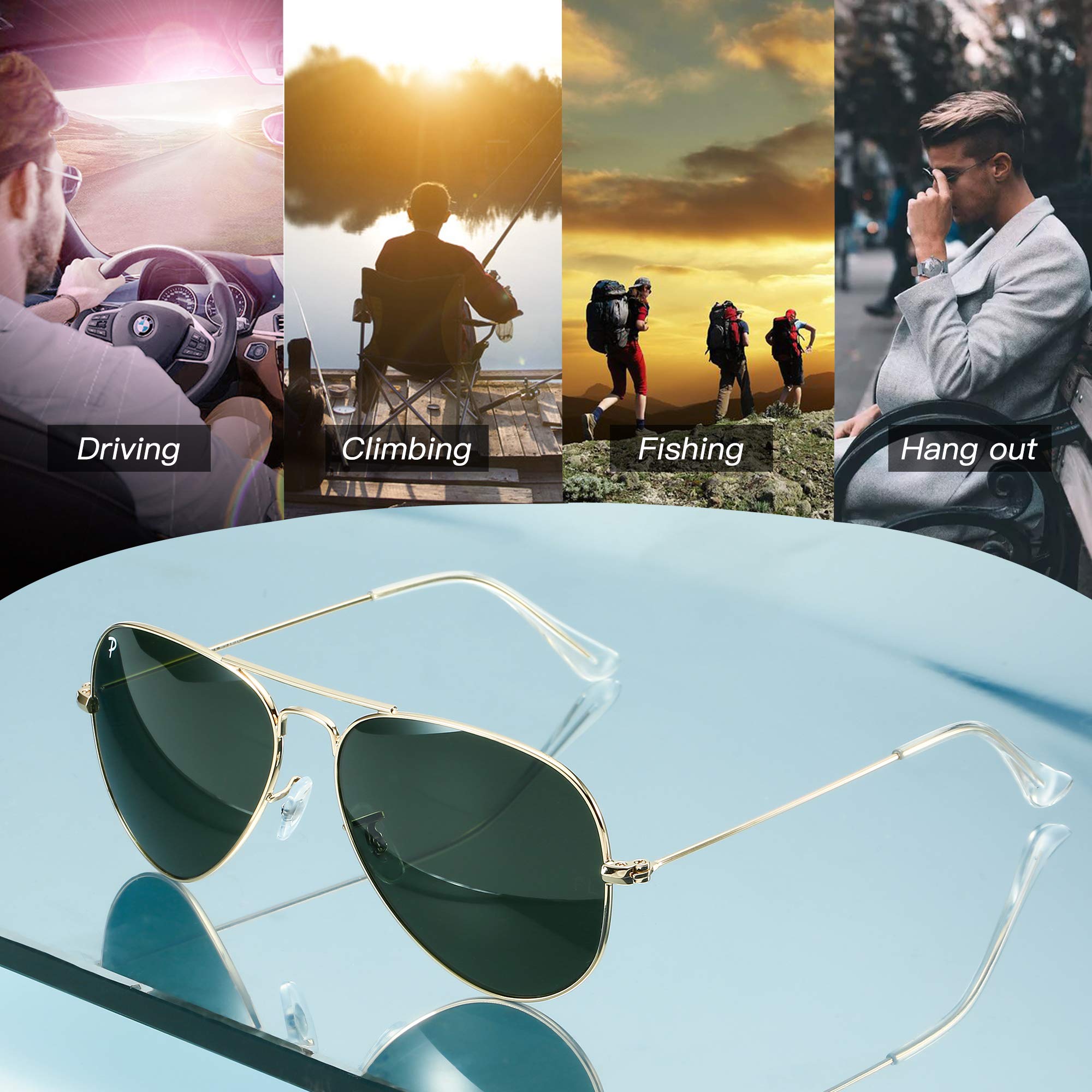 ADEWU Gafas de Sol de Lujo Polarizadas Clásicas Montura Fina de Metal Cristal UV400
