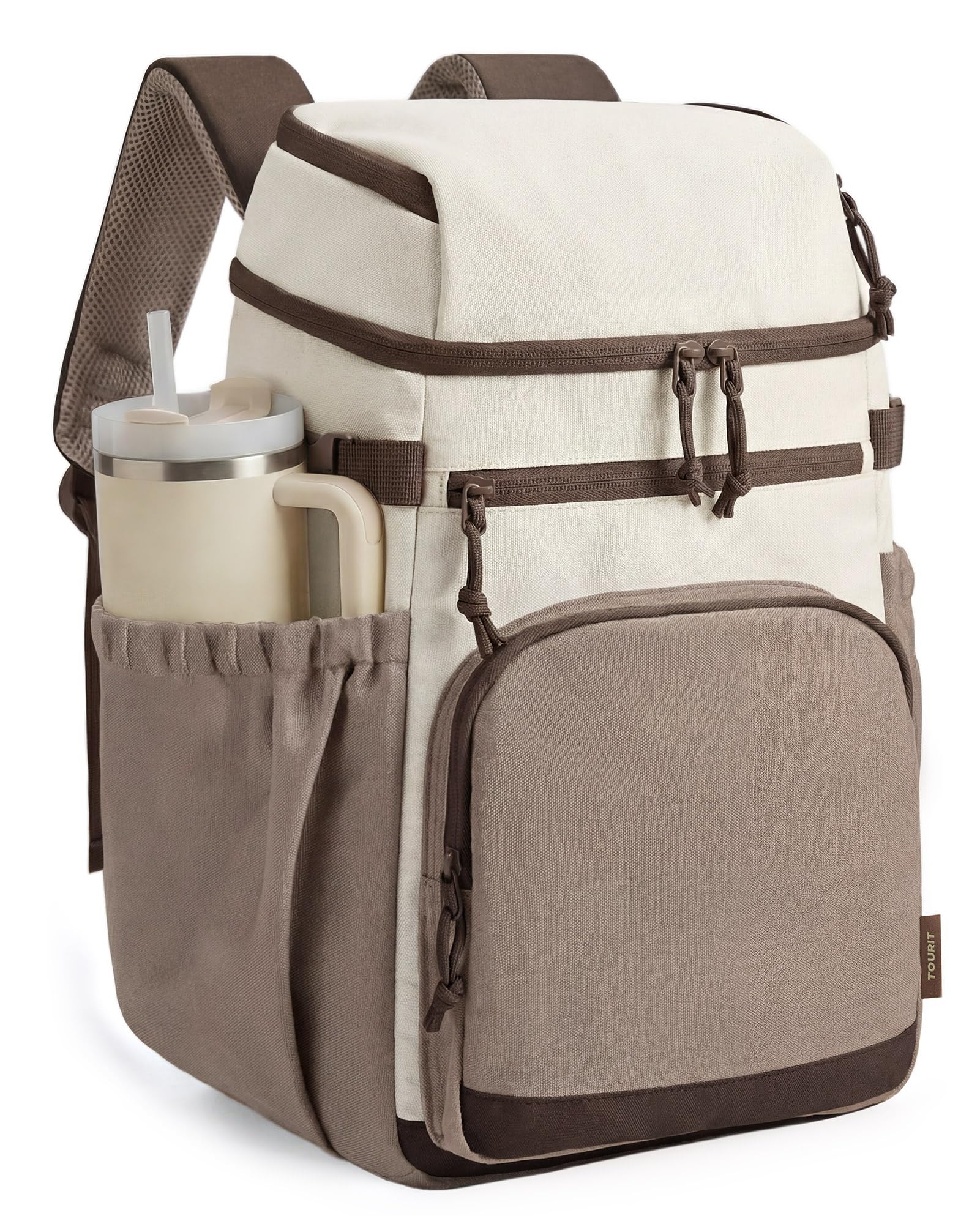 TOURIT Isolierter Kühlrucksack 30 Dosen, Auslaufsichere Lunch Kühltasche mit Zwei Fächern Leichter, wasserdichter Kühlrucksack für Damen und Herren Ideal für Strand, Camping, Picknick, Wandern Reisen