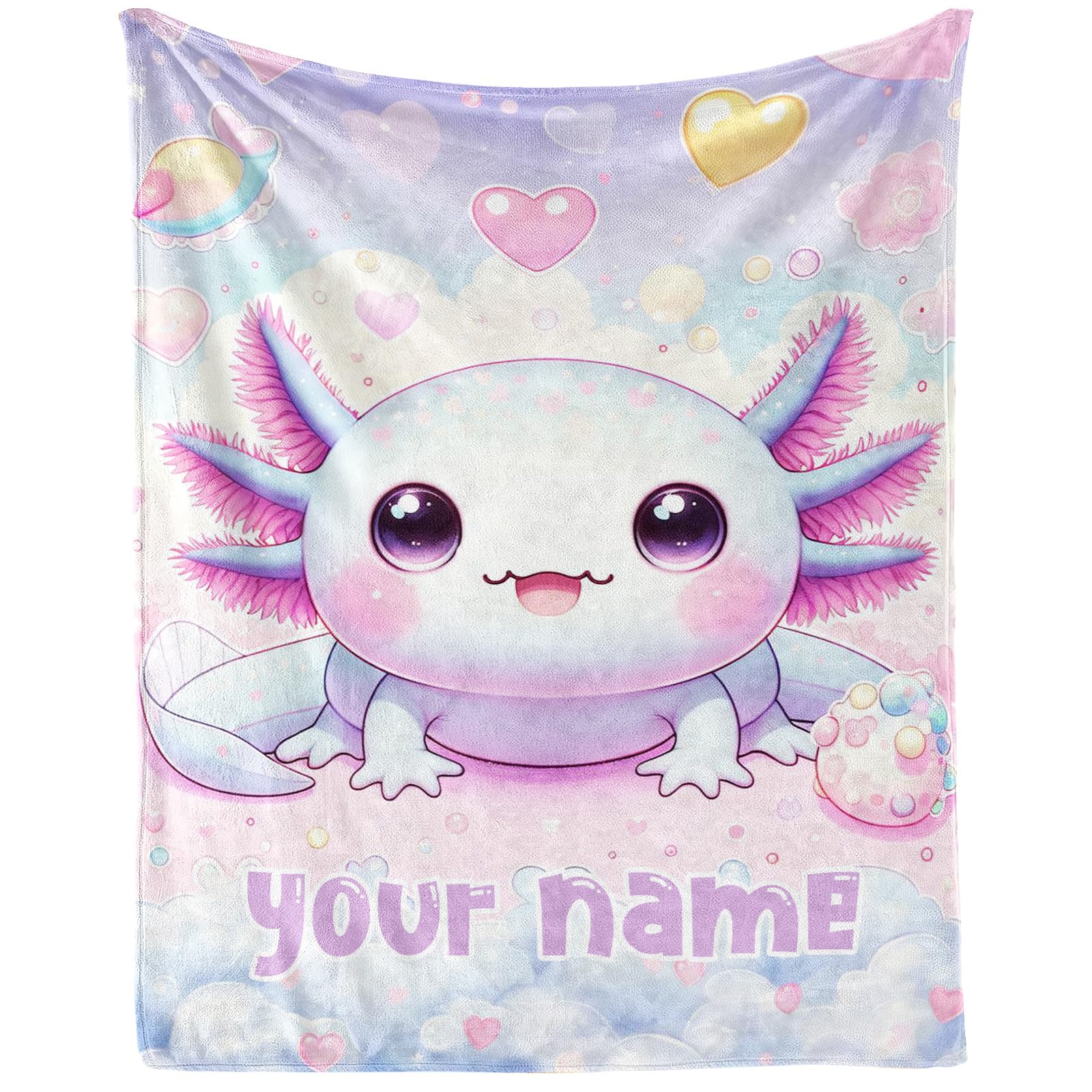 Custom Axolotl Blanket - Soft Flannel Axolotl Blankets for Teens Adults - Warm Throw Blankets for All Season - 80"x60"
