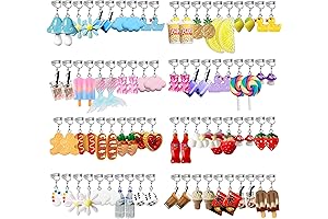 Luyi 28 Pairs Weird Cute Earrings Funny Kawaii Earrings for Non-Pierced Ears