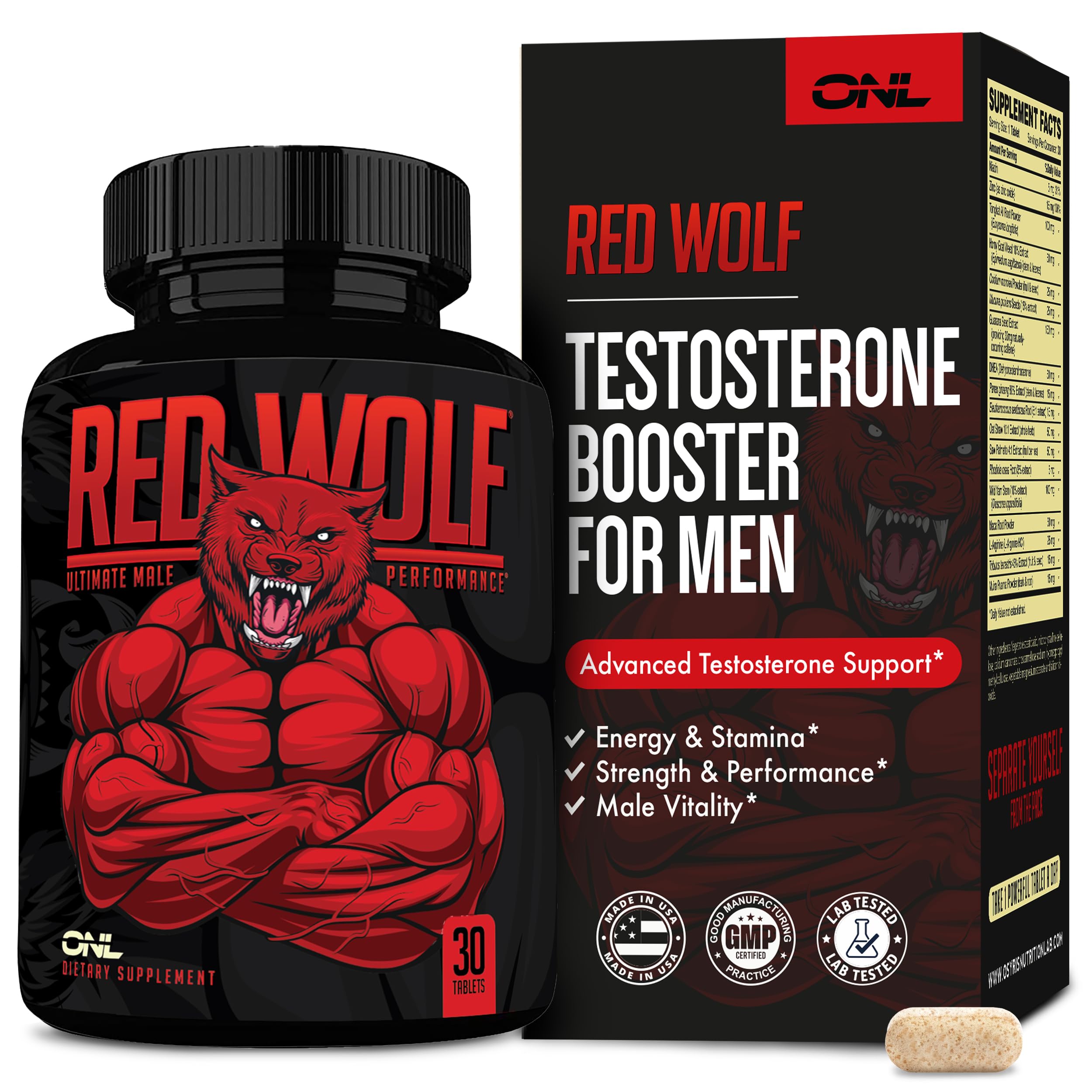 ONL Suplemento para vitalidade masculina com Horny Goat Weed, Tongkat Ali e zinco, 30 comprimidos