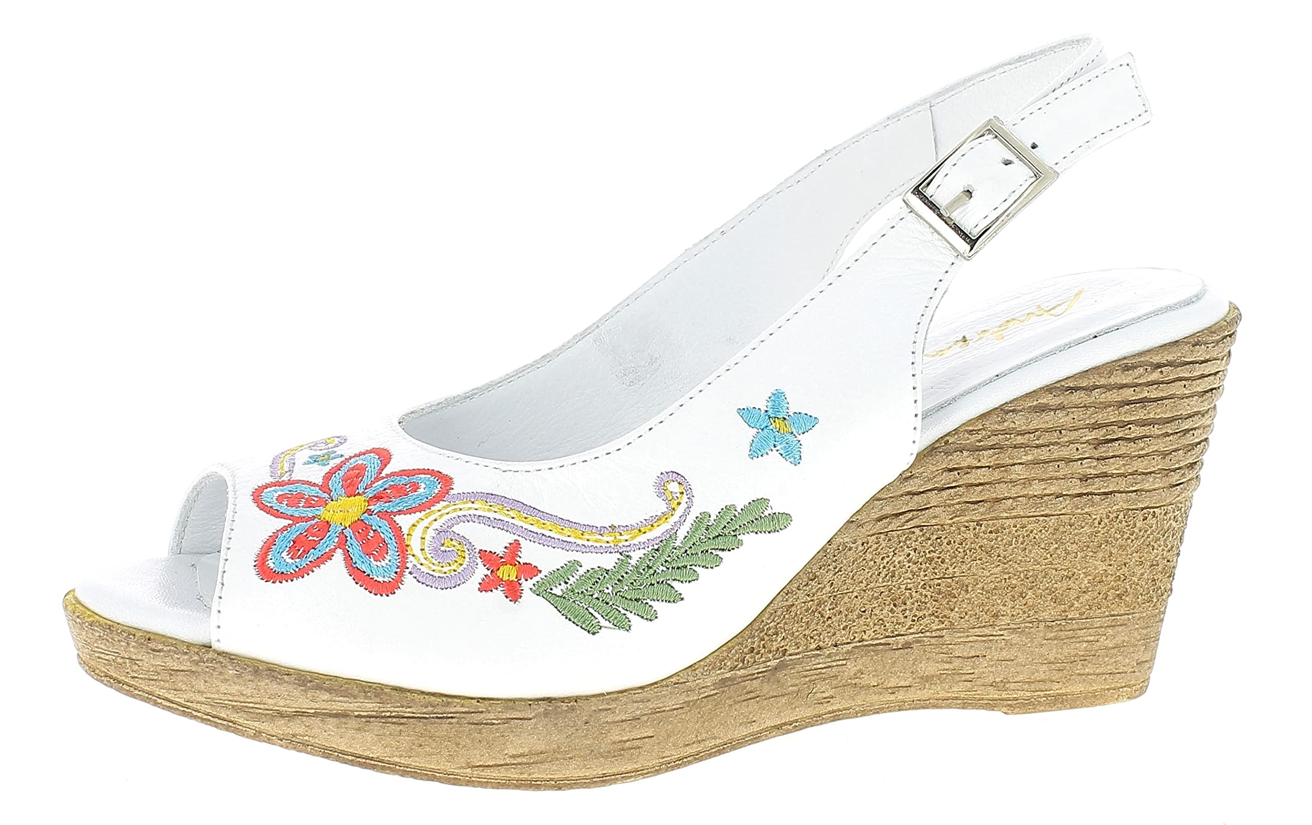Andrea Conti Women's Sandals with Heel, White, 41 EU, White, 8.5 UK