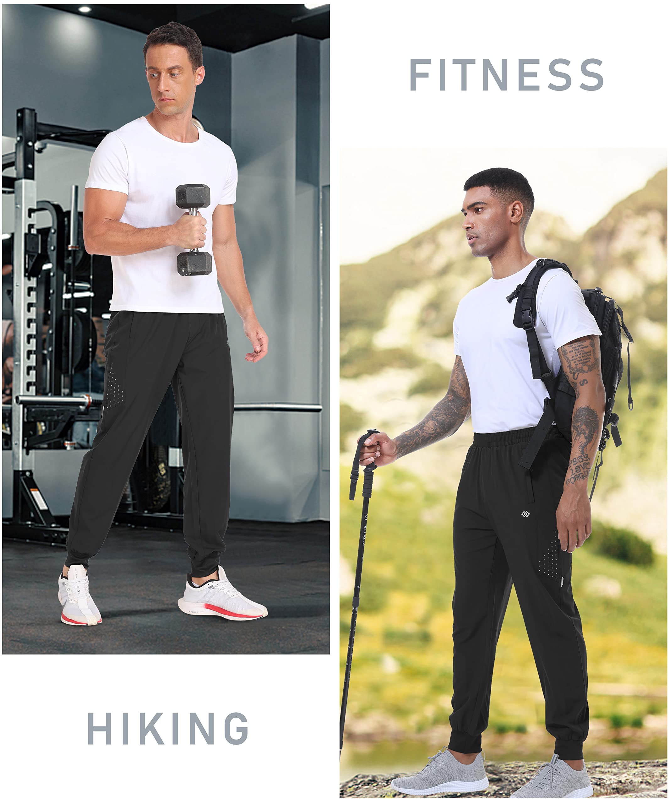 MoFiz Pantalones Deportivos Ligeros Hombre Pantalón Largo Secado Rápido Jogger con Bolsillos Cremallera
