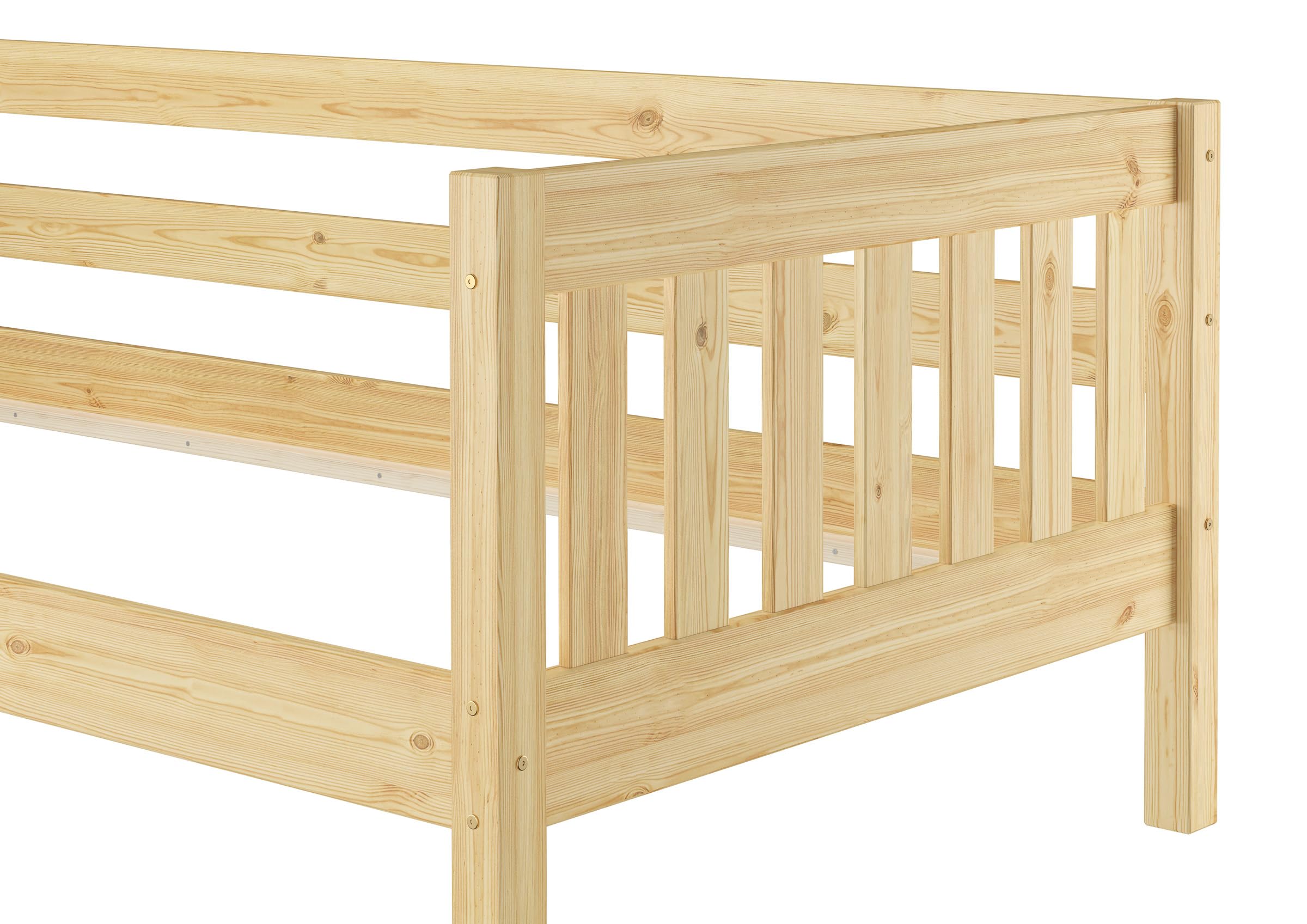 Erst-Holz®Gemütliches Kinderbett mit Dreiseitiger Sicherung 90 x 200 cm KieferRollrost inkl.