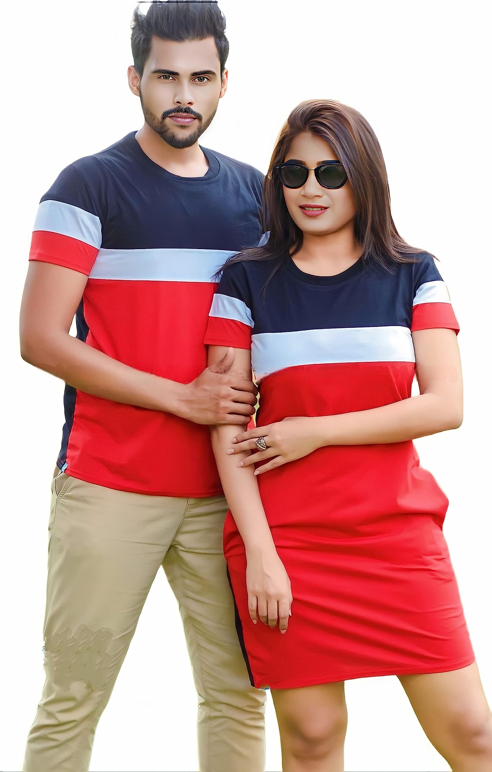 Stylish New Couple Tshirts Dress for Lovers Husband Wife Girlfriend for Anniversary Pre Wedding Maternity Pair of 2 T-Shirt