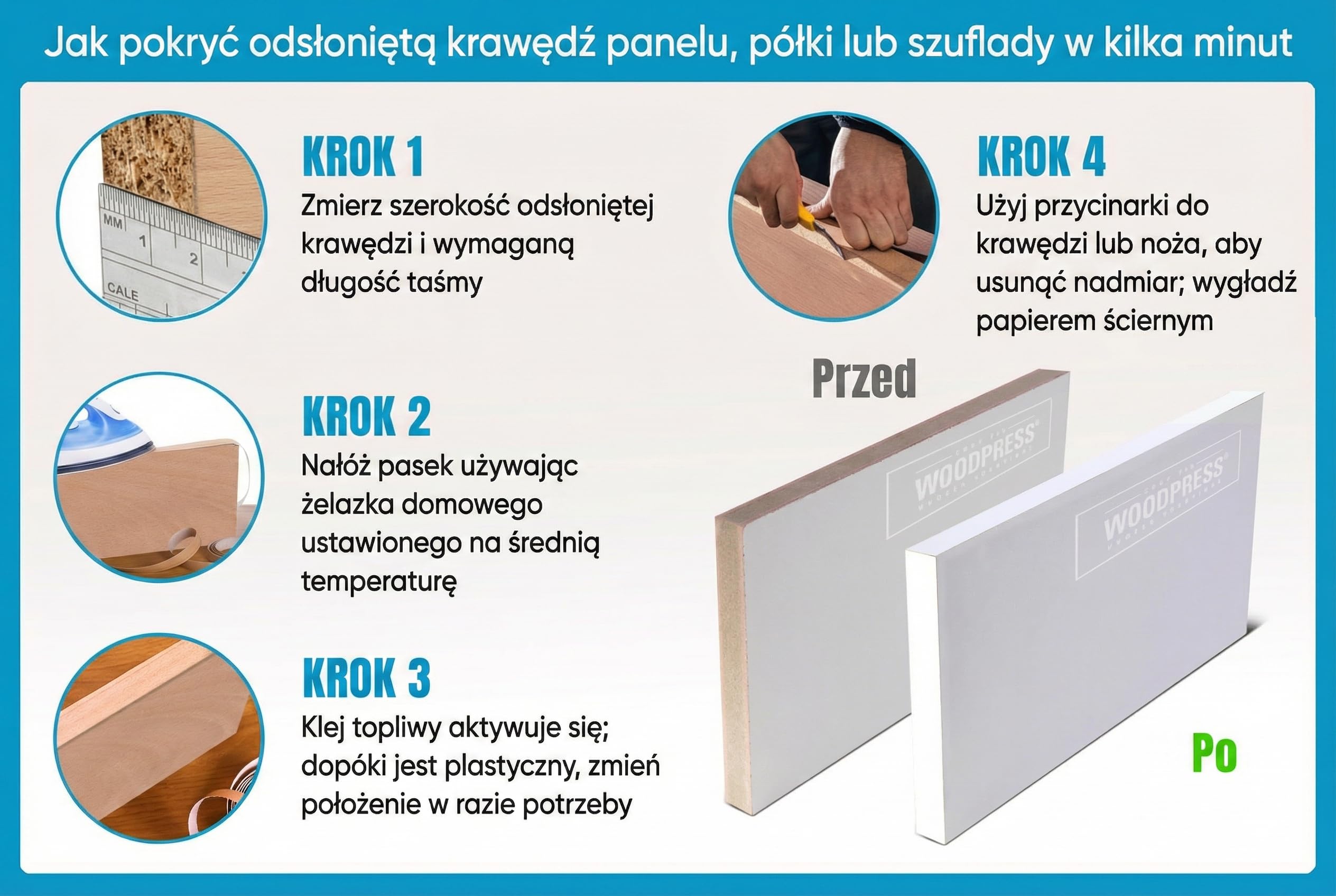 30 mm matowa biała taśma melaminowa, wstępnie klejona taśma fornirowa - rolka 7,5 m - prasowana do łatwego montażu "zrób to sam" - pokrywa krawędź standardowej płyty MDF