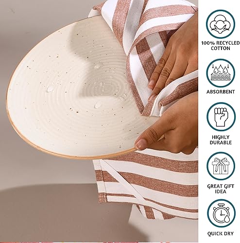 Miniatura 3 de Folkulture Juego de 4 toallas de cocina con lazo para colgar, 100% algodón reciclado para secar platos, paños de cocina de 28 x 20 pulgadas o