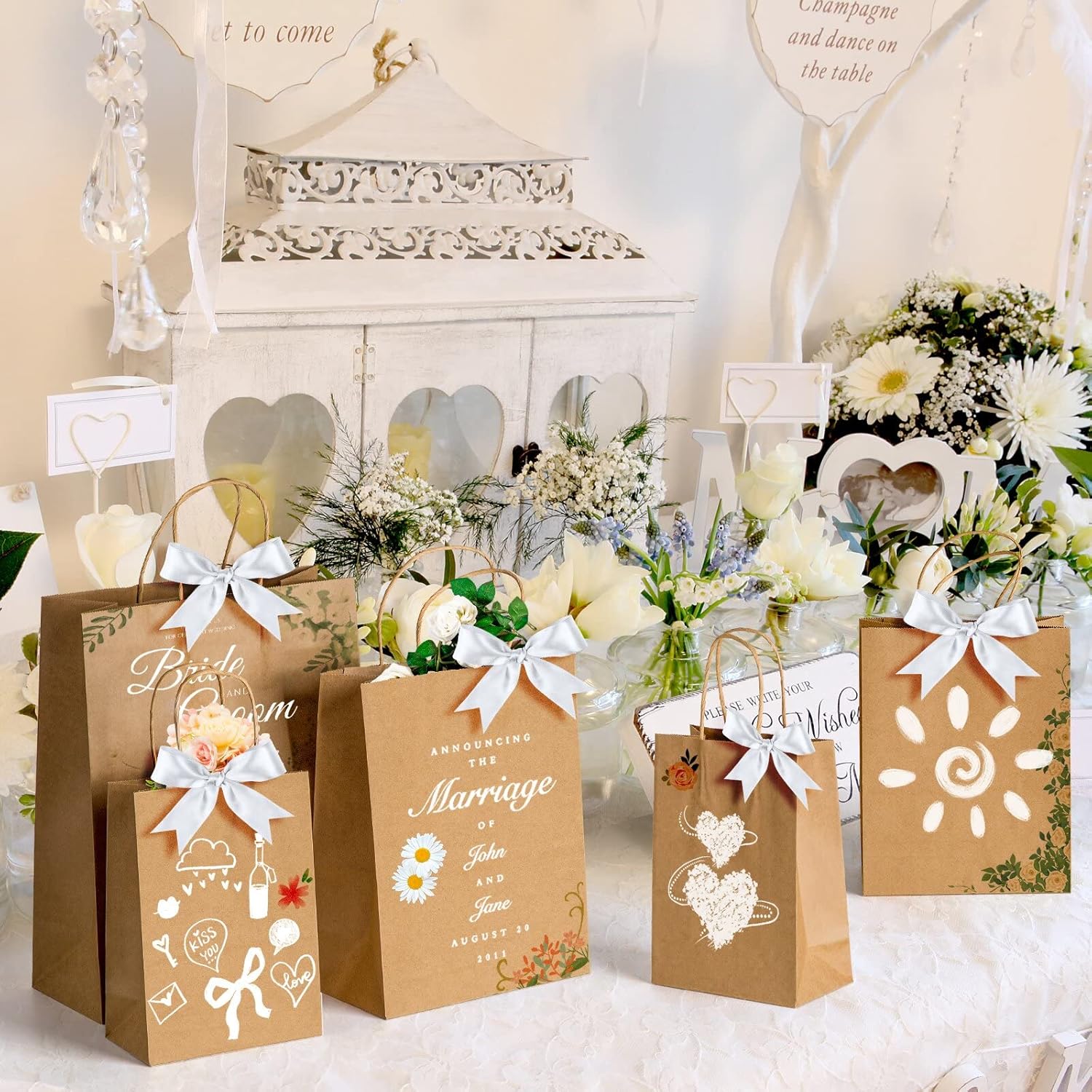 Landteek Fine 100pcs Brown Kraft Paper Bags with Handles Mixed Size Gift Bags Bulk,Craft Grocery Shopping Retail Birthday Party Favors Wedding Sacks Restaurant Takeout, Business - Image 5