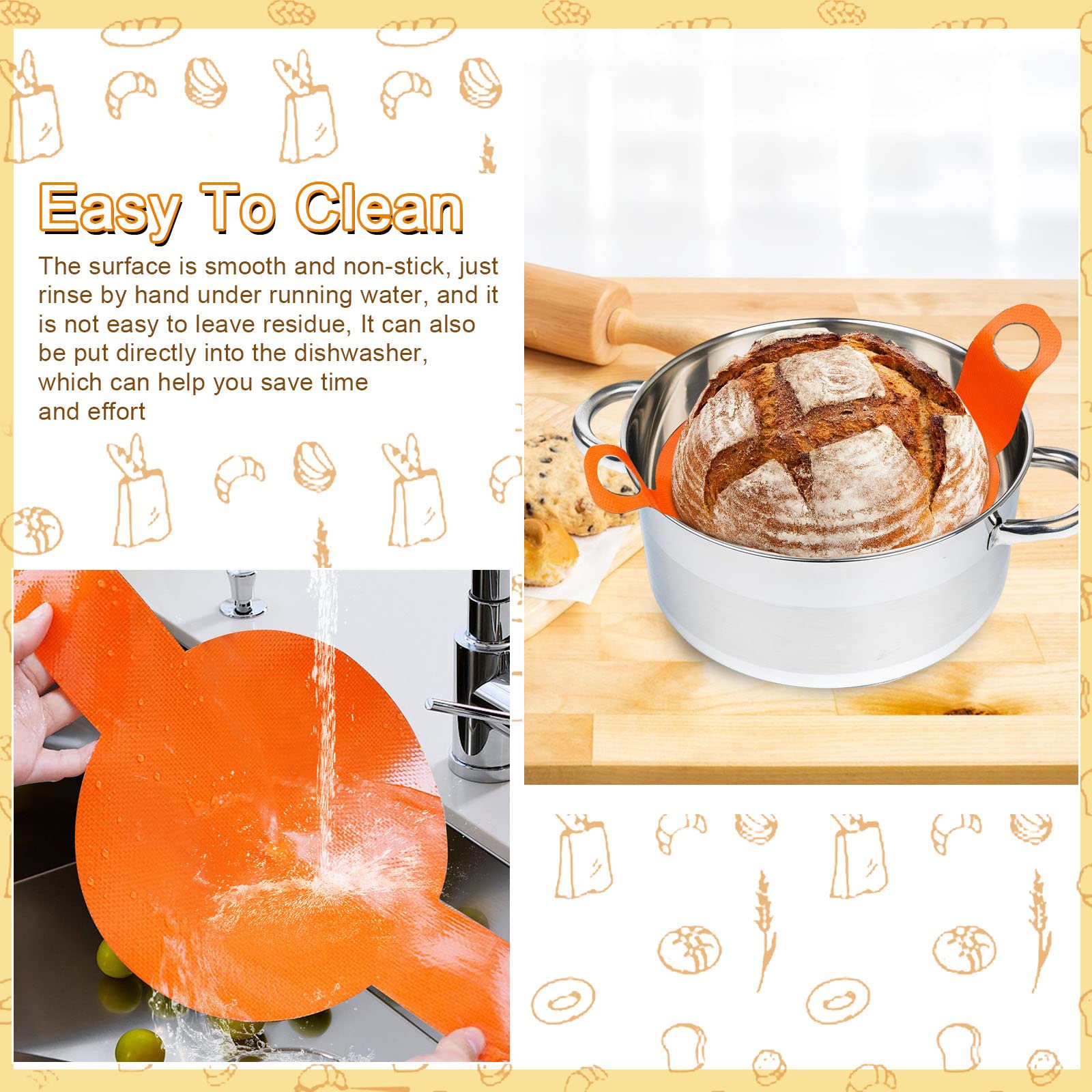 2 Stück Silikon Backmatten Für Brot - Oval & Rund Mit Langen Griffen Für Dutch Oven