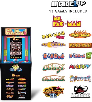 Arcade1Up Ms. PAC-MAN Classic SE Arcade Game Machine – 1.22 meters Cabinet 13 Classic Video Games 39.62 cm IPS Display Easy Assembly Perfect for At-Home Gaming