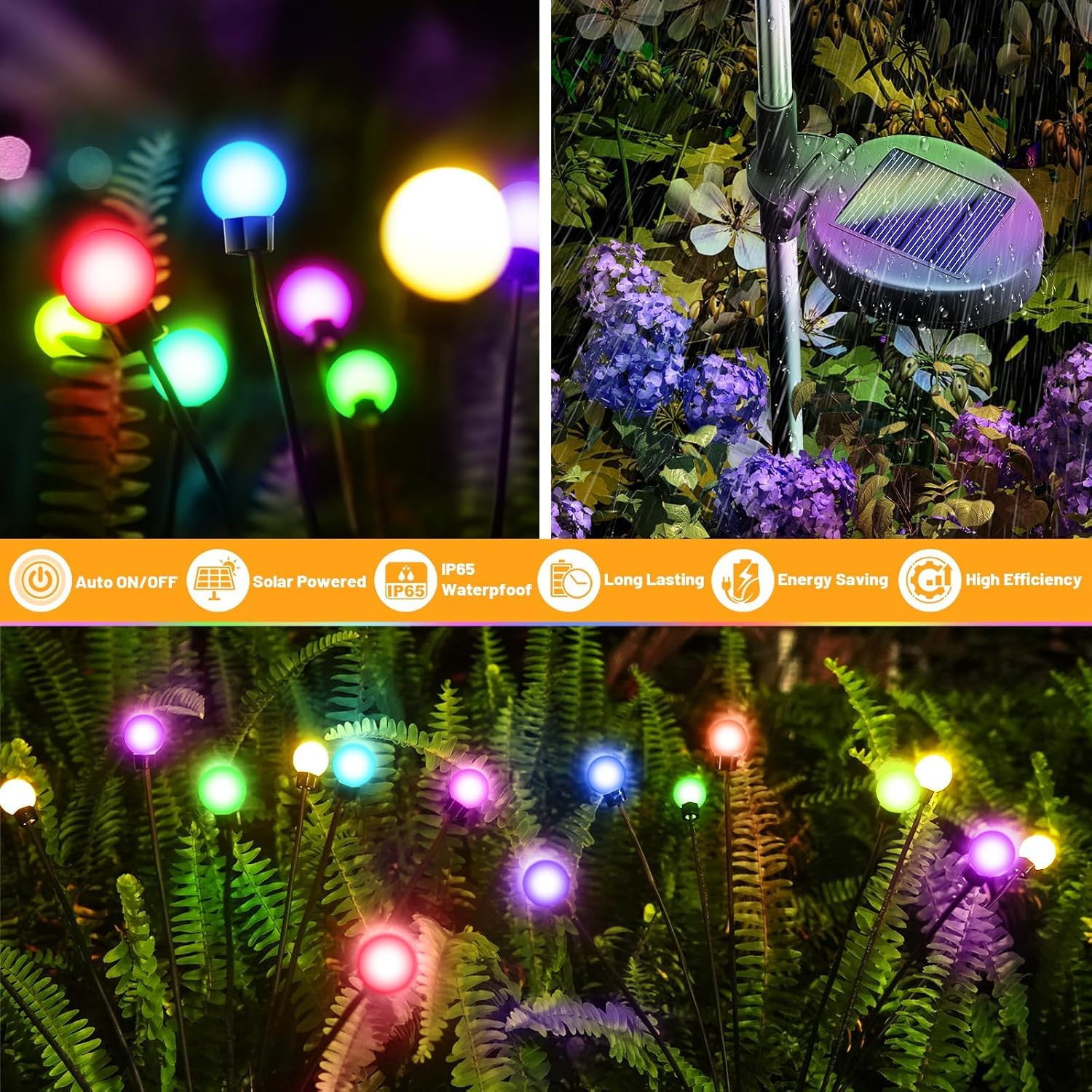 Luces Solares de Luciérnaga, Luz Solar Exterior Jardin, LED Lámparas Luciérnagas, Impermeable Luces para Patio, Lámparas Solares para Exterior y Jardin
