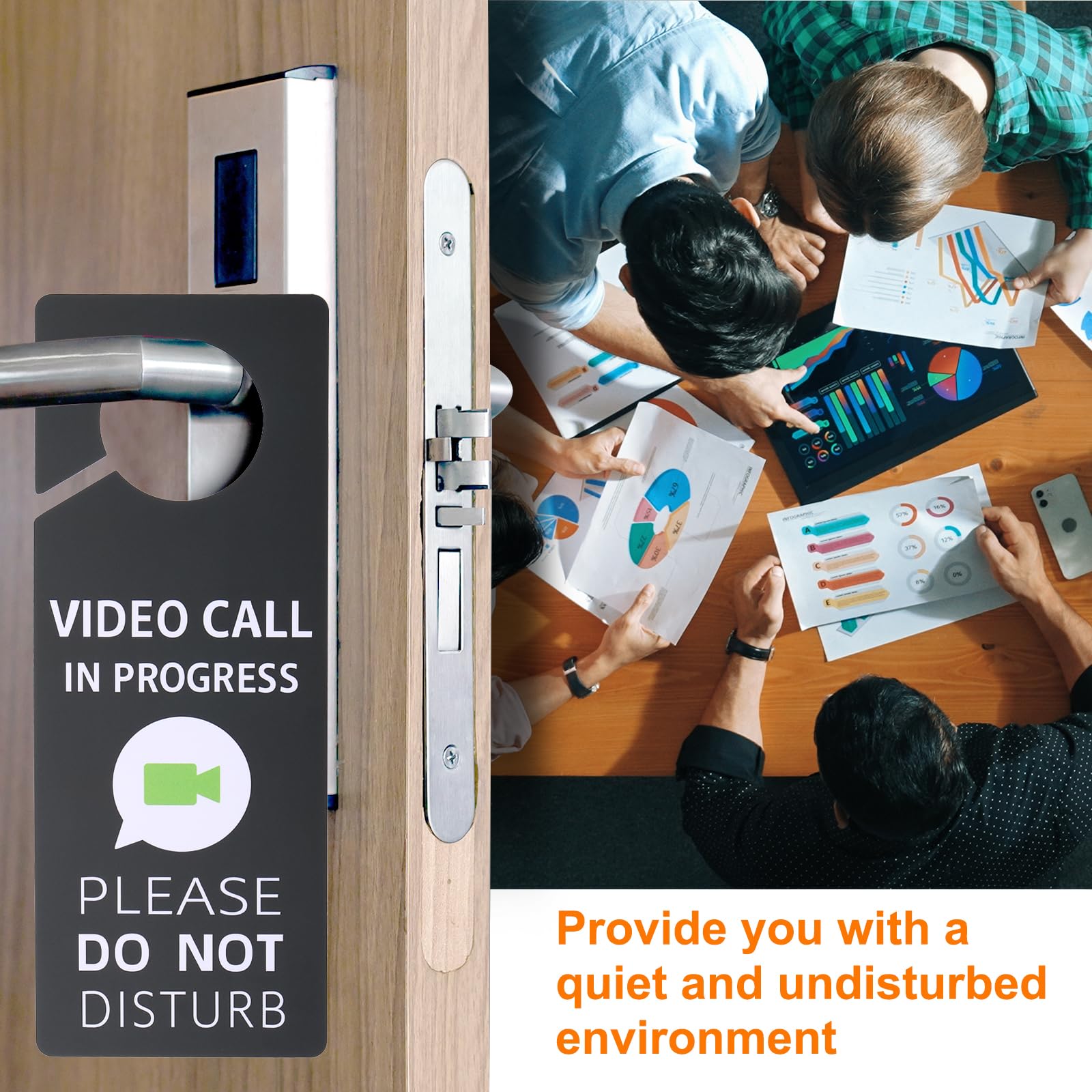 PATIKIL Do Not Disturb Door Hanger Sign, 2 Pcs PVC Double Sided Video Call in Progress Door Sign Decor for Office Meeting - Image 4