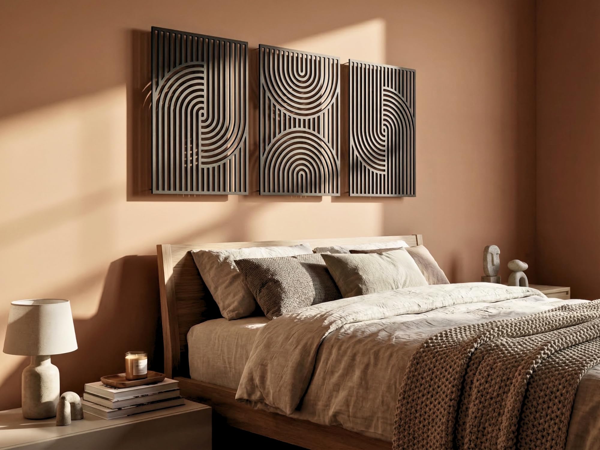 VAILLA Boho Cuadros Decoración Madera 3D – Moderno Salón Dormitorio Cocina