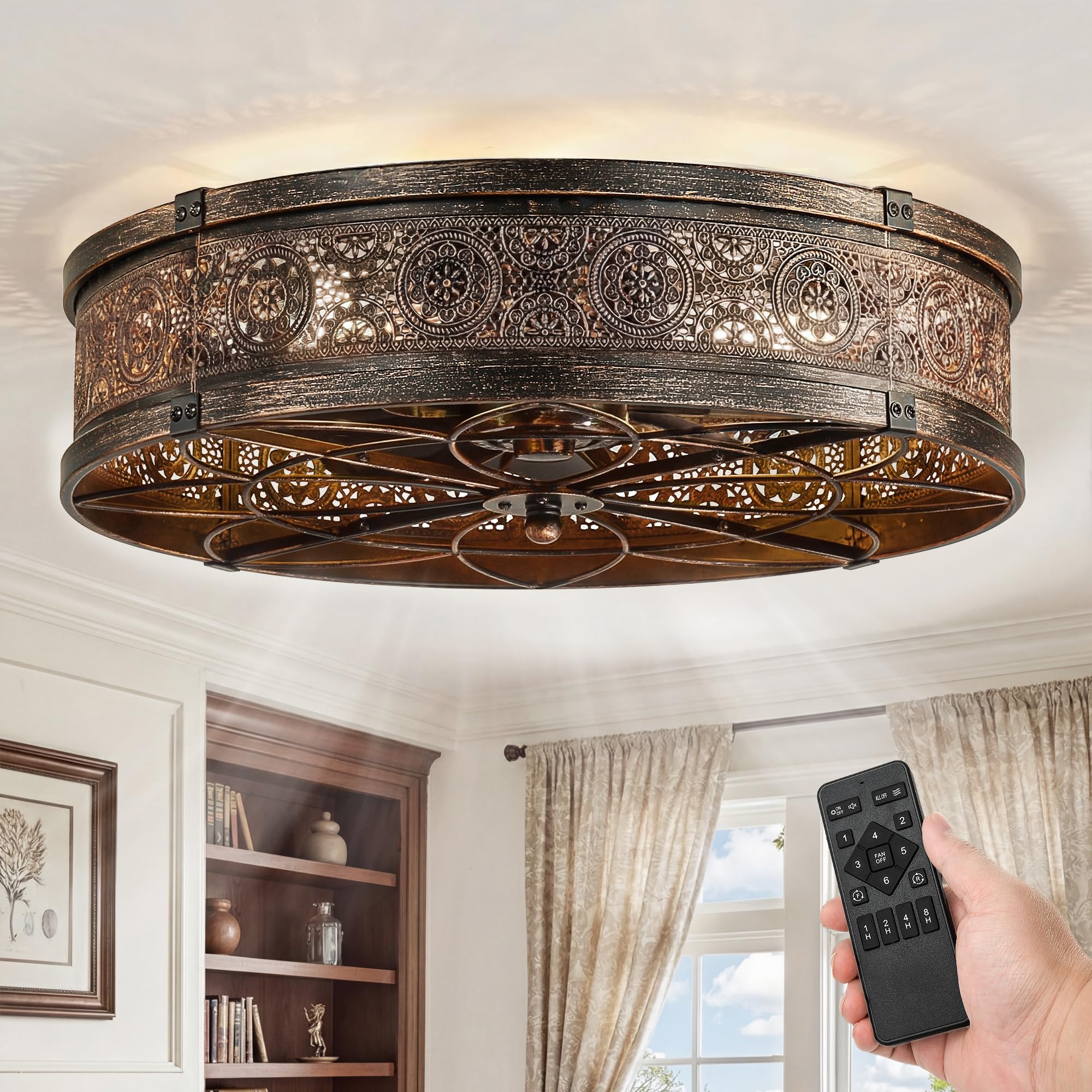 Photo 1 of LEDIARY 20" Caged Farmhouse Ceiling Fan