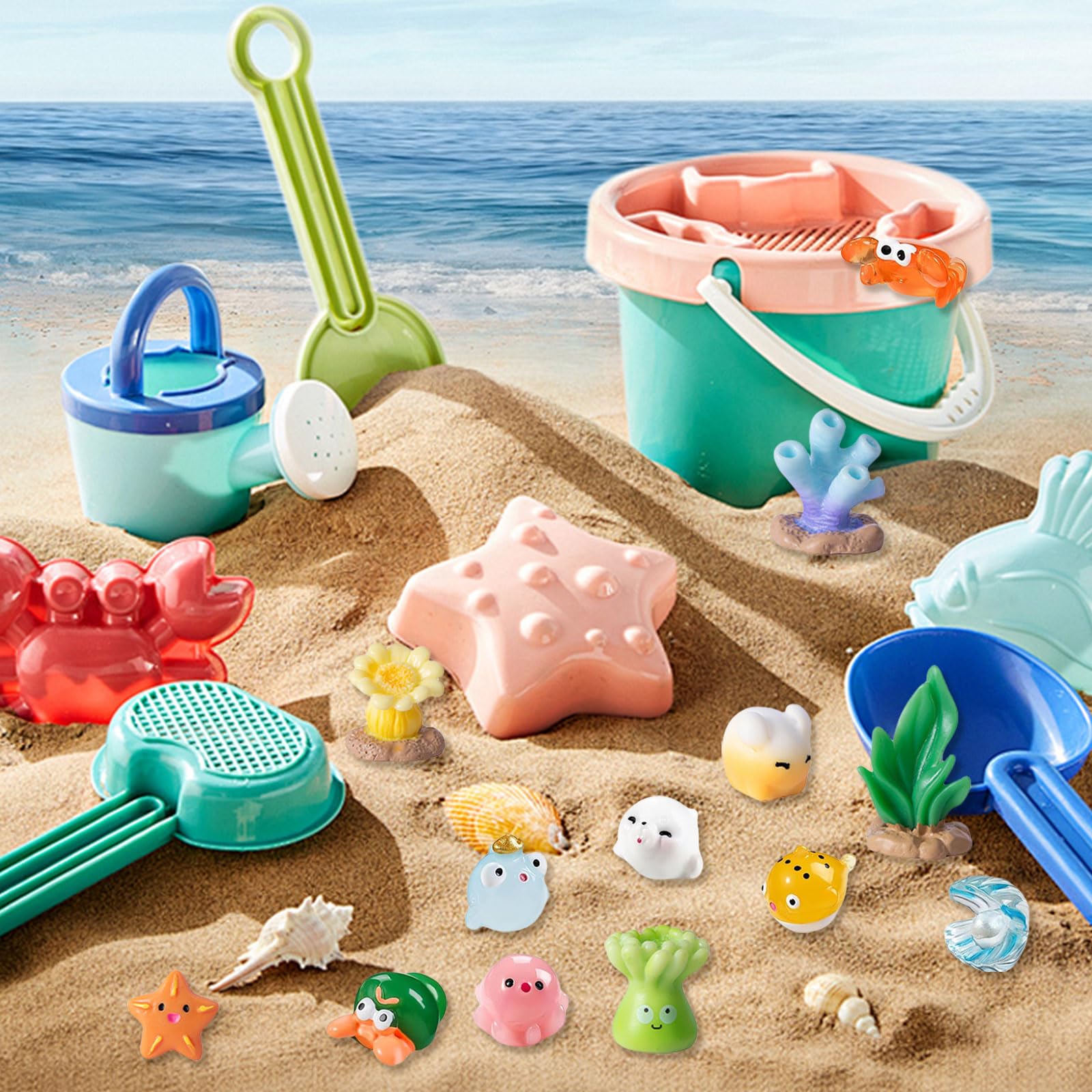 Set 34 Animali Marini In Resina - Mini Statuette Per Acquari E DIY