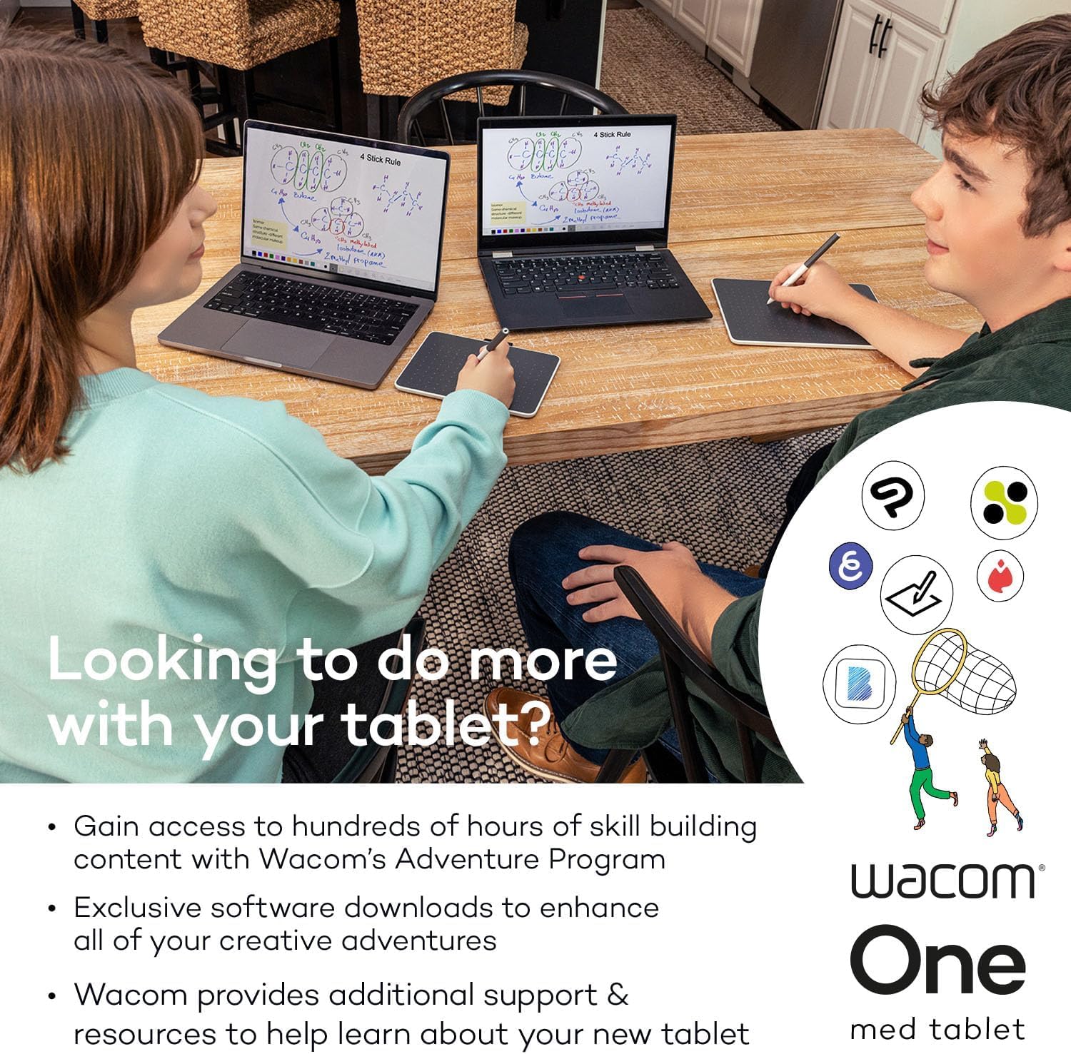 Wacom One M Stifttablett inkl. batterielosem EMR-Stift, Bluetooth-Verbindung, für Windows, Mac, Chromebook und Android – perfekt für kreative Einsteiger, digitales Zeichnen