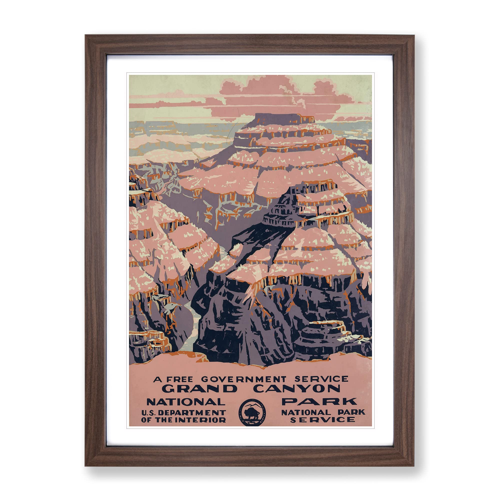 Wpa Grand Canyon Travel Poster Vintage Framed Wall Art Print, Ready to Hang Picture for Living Room Bedroom Home Office Décor