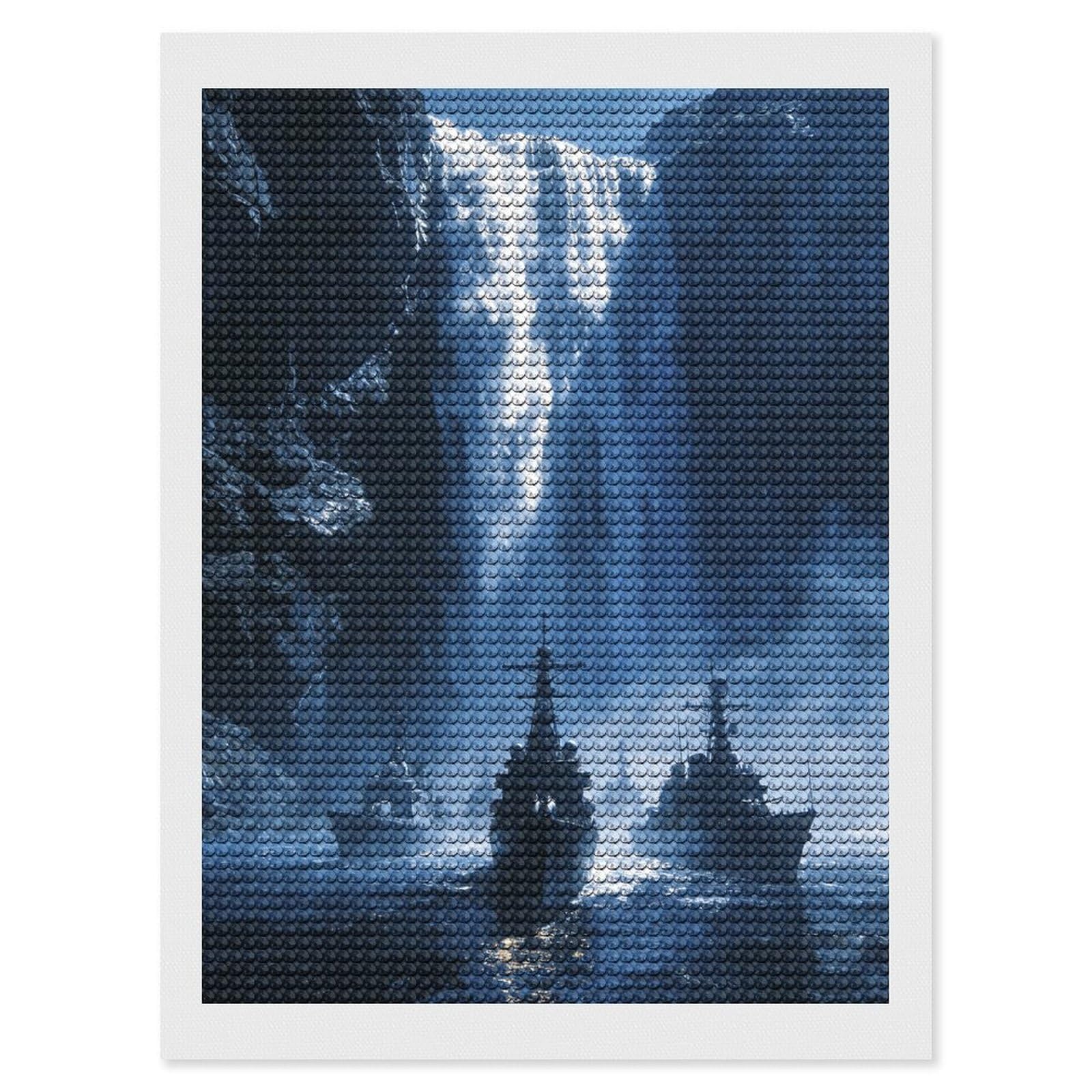FekiLoot Waterfall Navy Paint by Numbers Kit for Adults Beginner DIY Diamond Dots Paintings Round Full Drill Diamond Art Kits Picture Diamond Art Painting Kits for Home Decor 12"x16"
