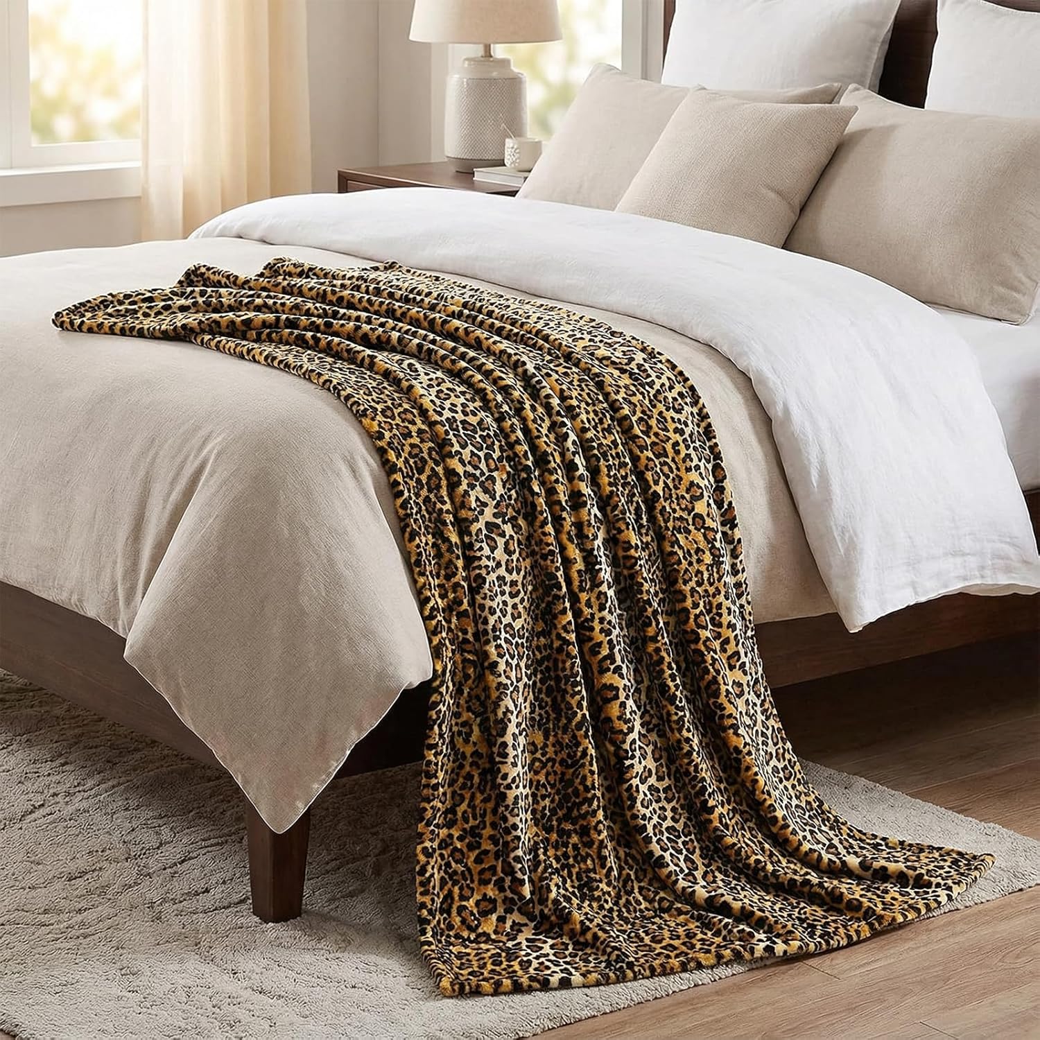 MACEVIA Flannel Fleece Throw Blanket for Couch, Leopard Print Blanket for Adult, Lightweight Cozy Soft Cheetah Blanket for Bed Sofa 260GSM, Suitable for All Seasons (Brown Leopard,50x60inches) - Image 5