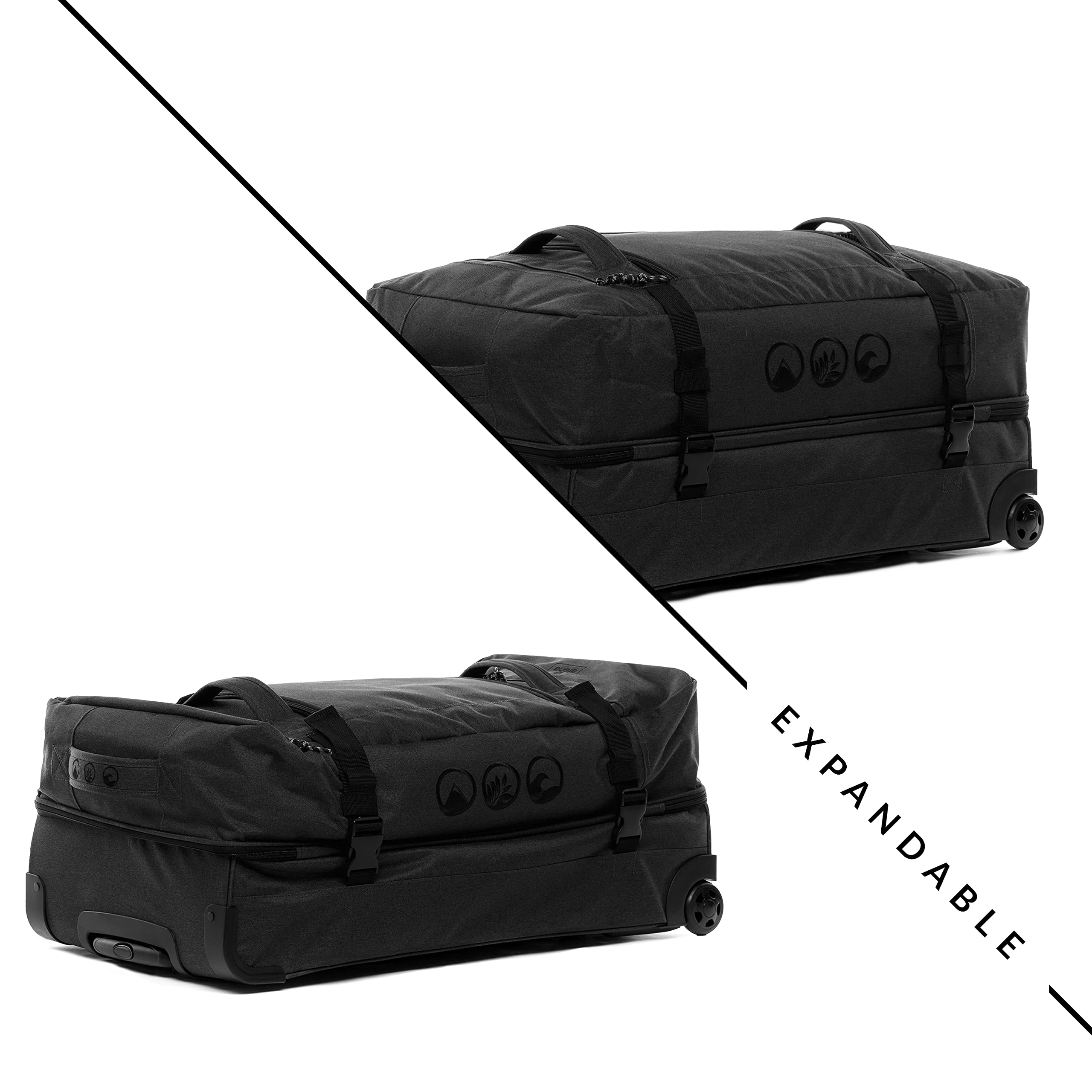 SONS OF ALOHA XXL Reisetasche mit 2 Rollen Kane Rollkoffer 80 cm Koffer Sporttasche Reise-Trolley recyceltes Meeresplastik 140L, schwarz