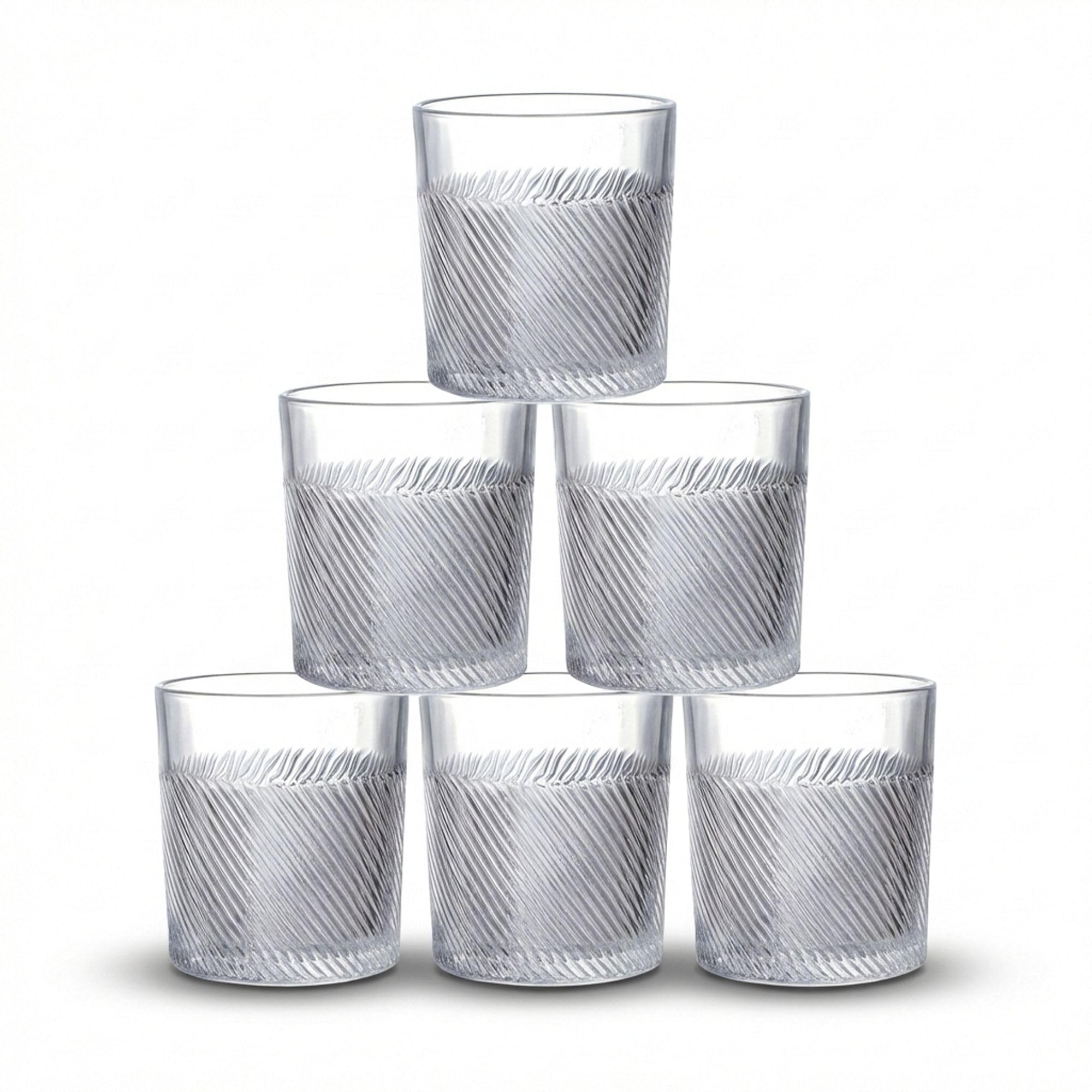 INDE SANTA CLARA | Set 6 Vasos de Cristal Agua 35cl Skye Tallado Transparente, Vasos Bajos de Vidrio Claro, Vasos Agua Aptos Lavavajillas y Microondas — view 8