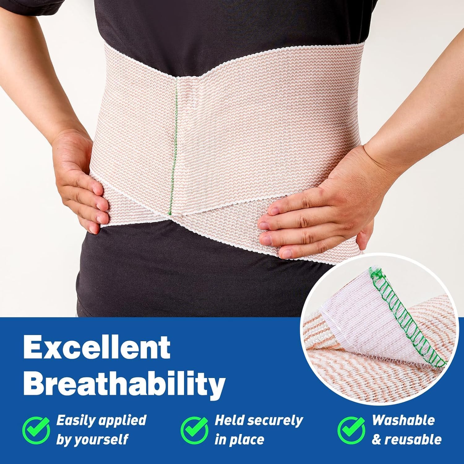 AZEN Paquete de 10 vendajes elásticos de alta calidad de 6 pulgadas, vendajes de compresión para piernas, vendas de linfedema para piernas, tobillo, rodilla, abdomen
