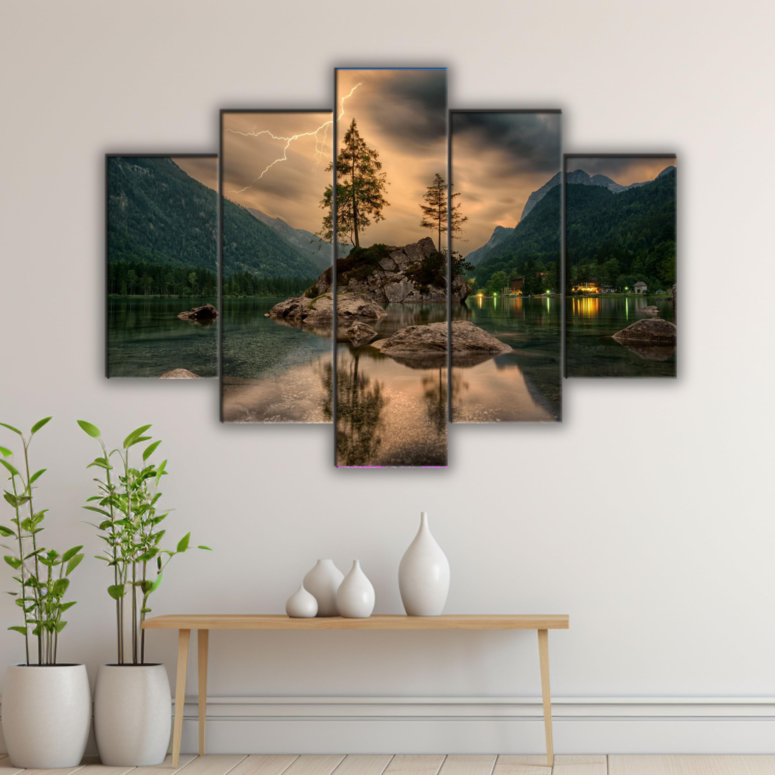 Karni Art - Premium 3D Nature Wall Paintings for Home and Office Decoration - Set of Five Perfect Gifts for Living Room, Bedroom, Hall, Kitchen, and Outdoor Spaces