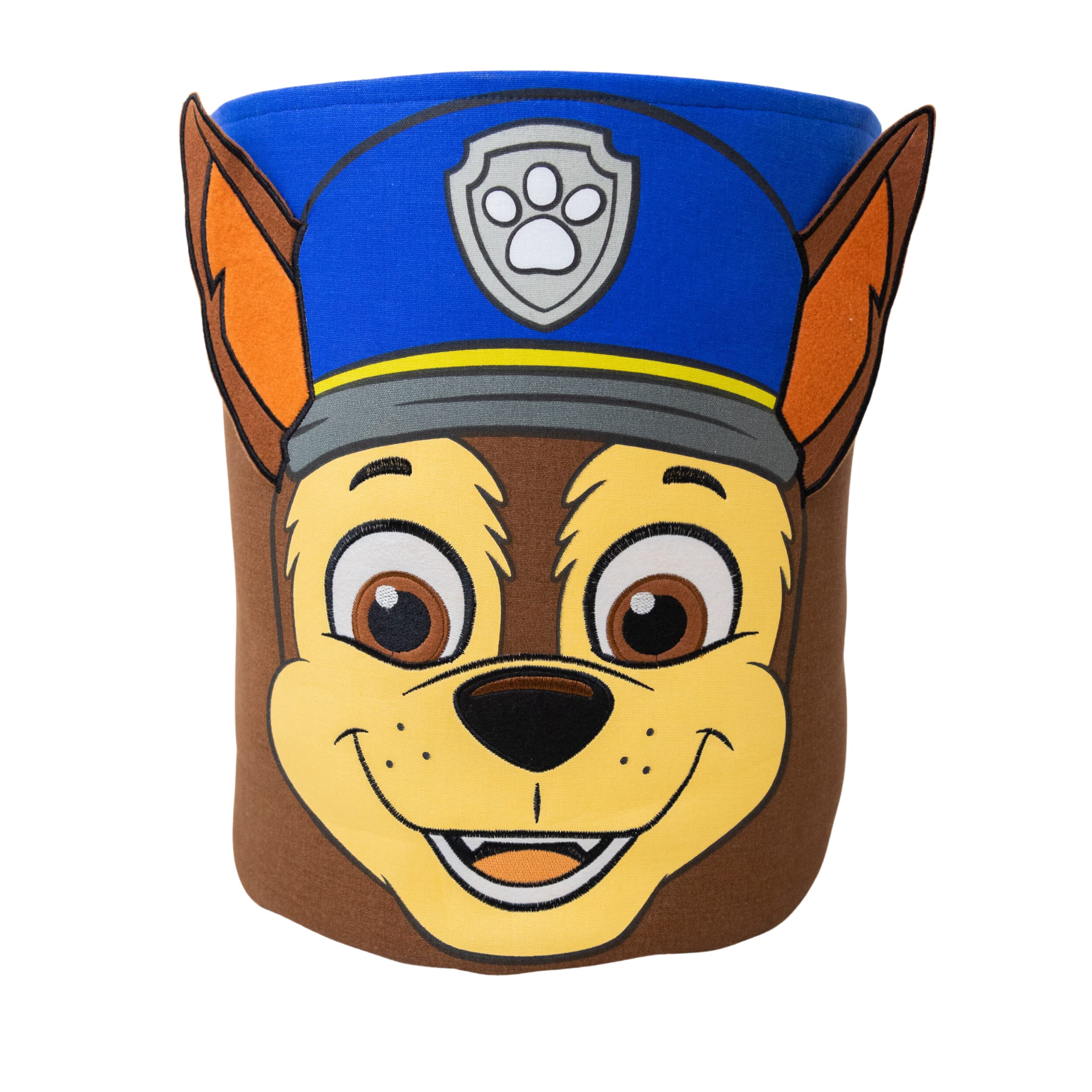 Character World Paw Patrol Official Storage Bin | Chase Head Design, Toy Box Laundry Basket | Organiser For Children's Bedroom, Kids Playroom | 38 x 31 x 31cm Cotton Canvas