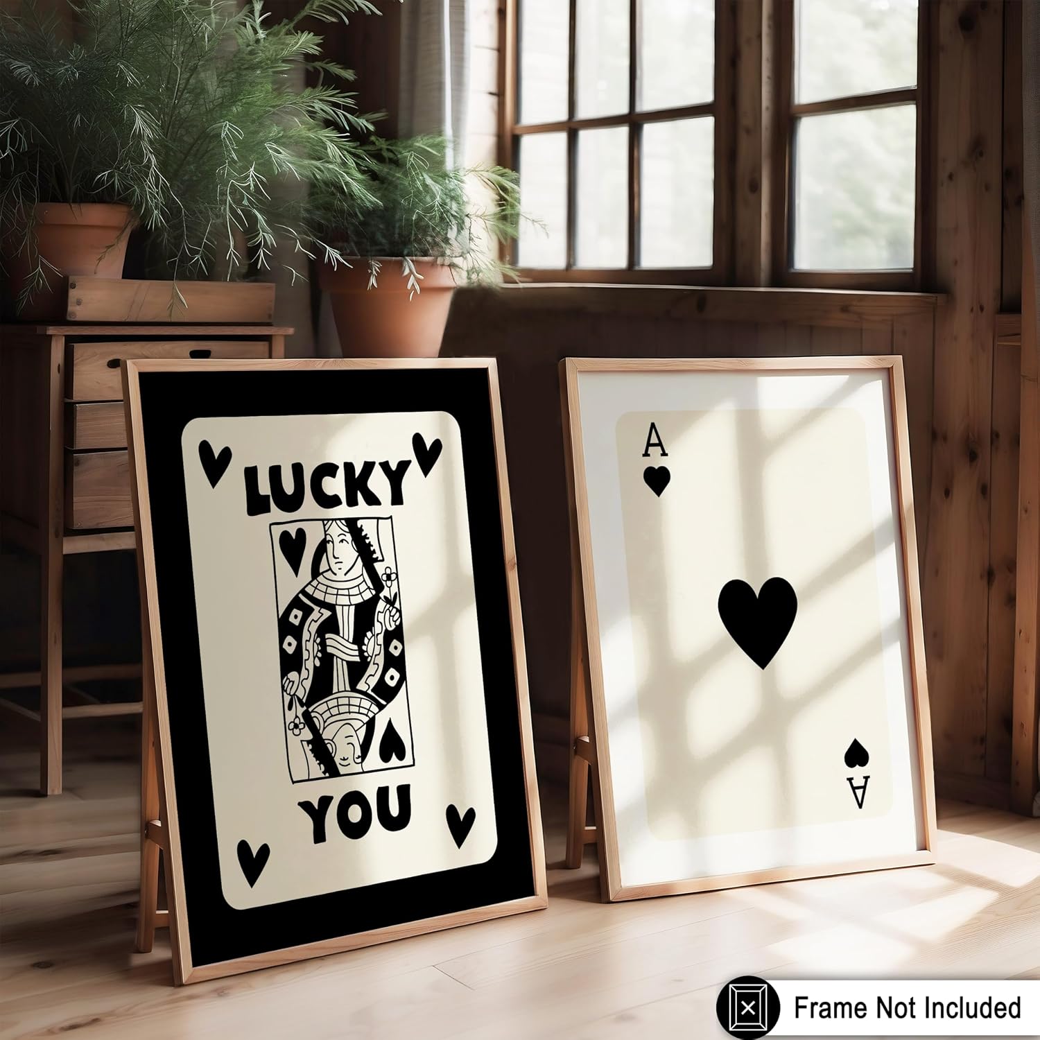Poster Master 2-Piece Lucky You Print - Playing Cards Poster - Ace of Hearts Art - Trendy Gift for Men & Women - Pop Art Decor for Dorm, Bedroom or Living Room - 8x10 UNFRAMED Wall Art
