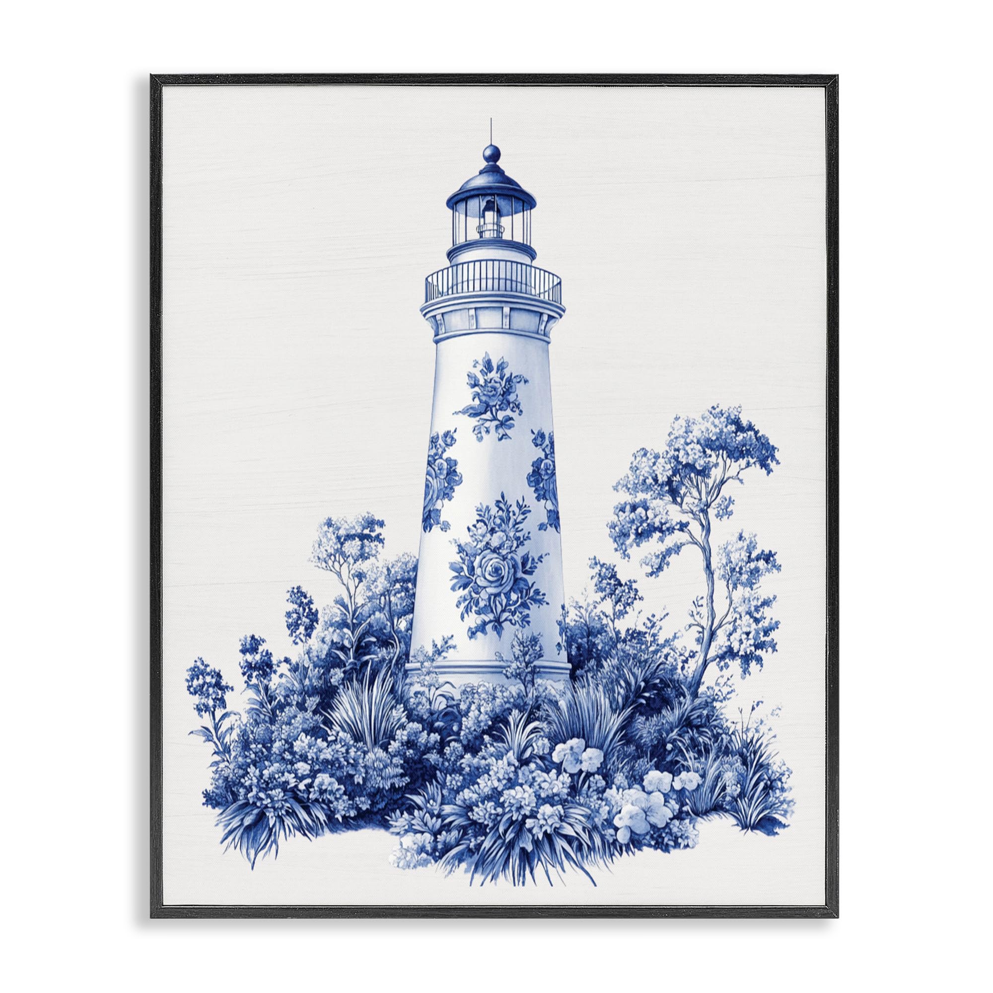 'Toile Patterned Lighthouse'| Framed Giclee Art
