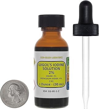 Lugols Iodine / 2% Solution / 1 Oz in an Amber Glass Bottle/Free Dropper
