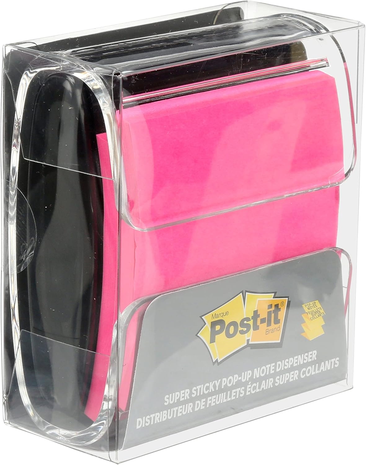Post-it Pop-up Notes Dispenser, 3x3 in, Black Base Clear Top, Pack includes dispenser and a 45-Sheet Pad of Pop-up Notes (WD-330-BK) : Office Products