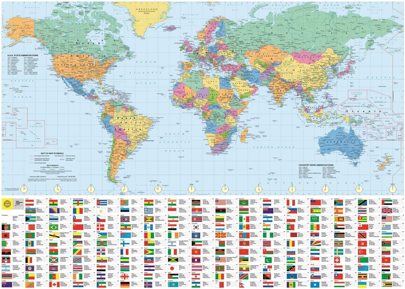 Philip's RGS World Wall Map (with Flags): Laminated (Philip's Sheet Maps)