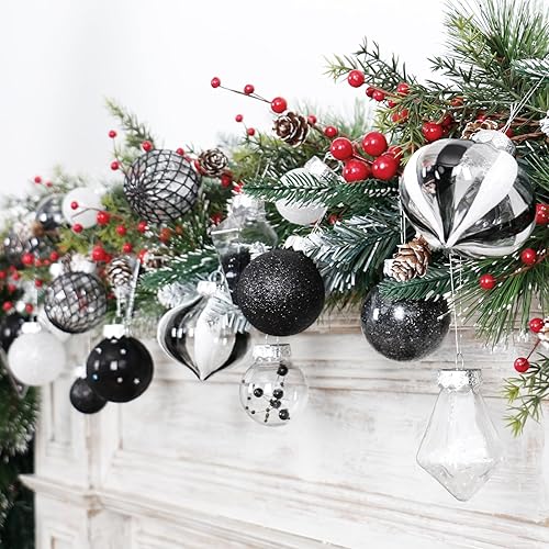 Miniatura 7 de Juego de Adornos de Bolas de Navidad, 34 piezas de adornos de Navidad de plástico transparente irrompibles para decoración colgante del árbol de