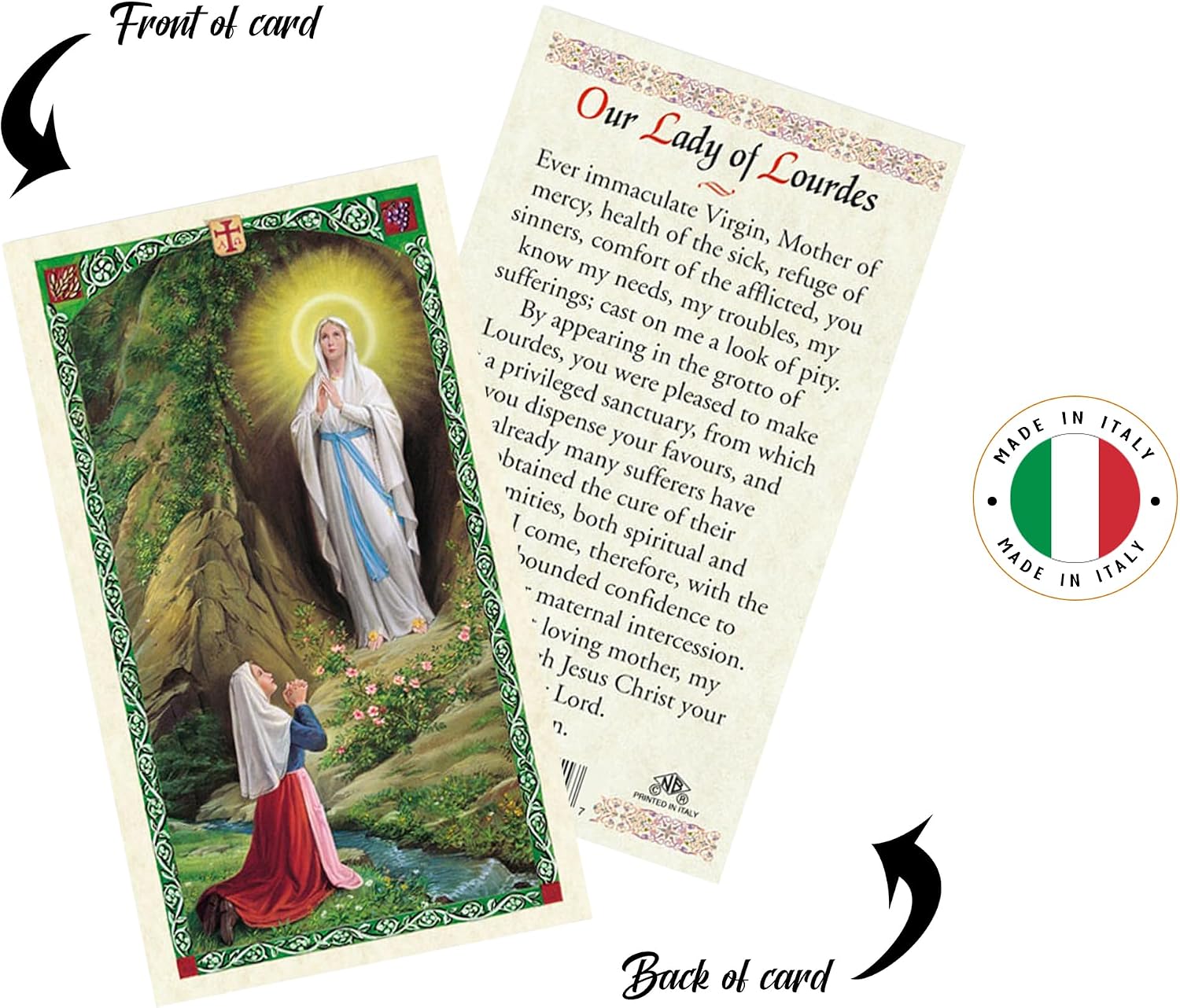 Our Lady of Lourdes Holy Water Bottle - 3.4 Inch Glass Lourdes Bottle - 3 Item Set, Water Not Included