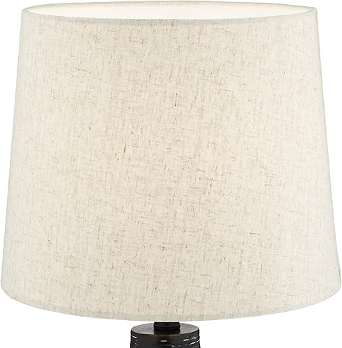 Miniatura 3 de 360 Lighting Juego de 2 lámparas de mesa rústicas modernas de mediados de siglo de 24 pulgadas de alto, acabado negro, pantalla de avena, sala de