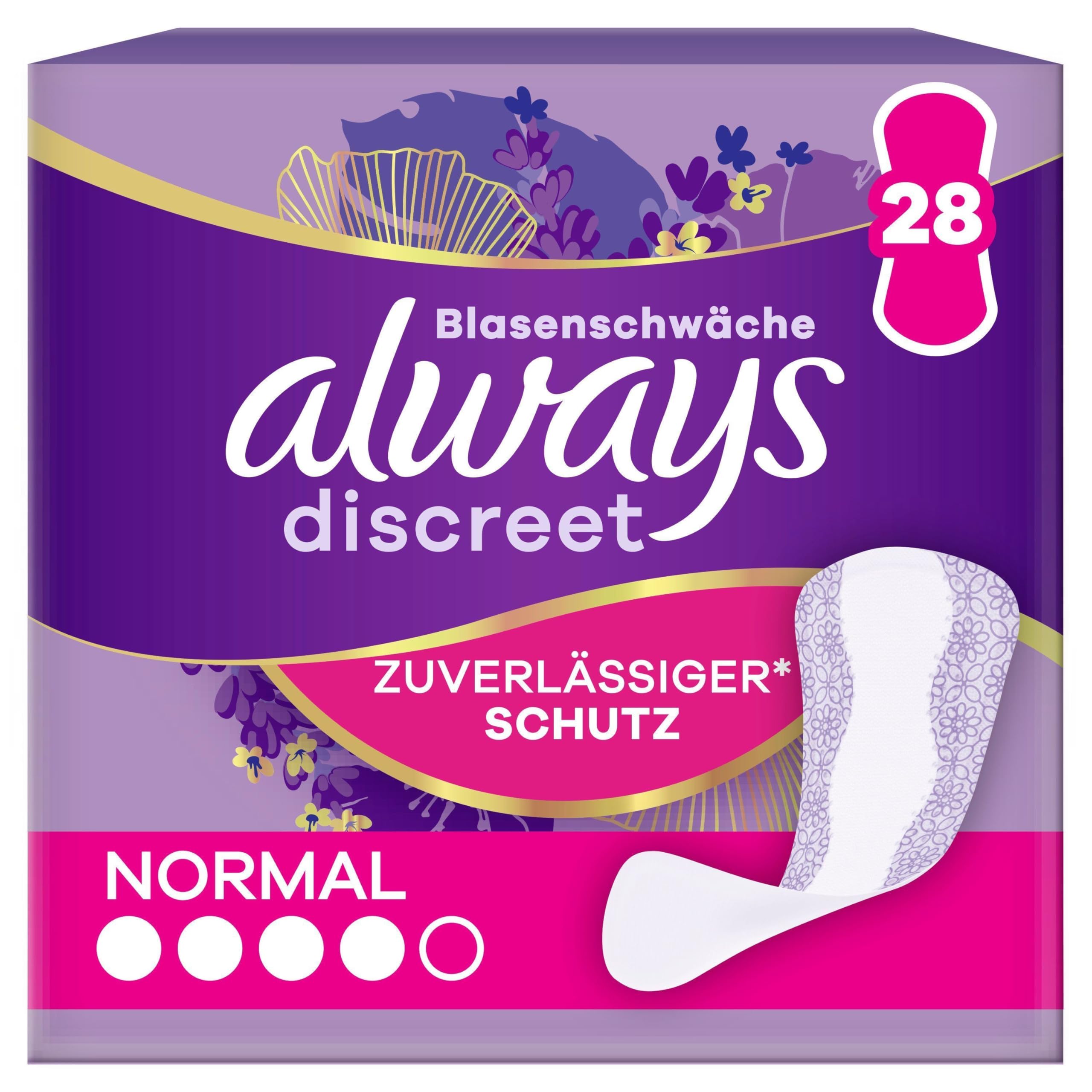 Always Discreet Inkontinenz-Slipeinlagen für Frauen, Normal – 28 Stück