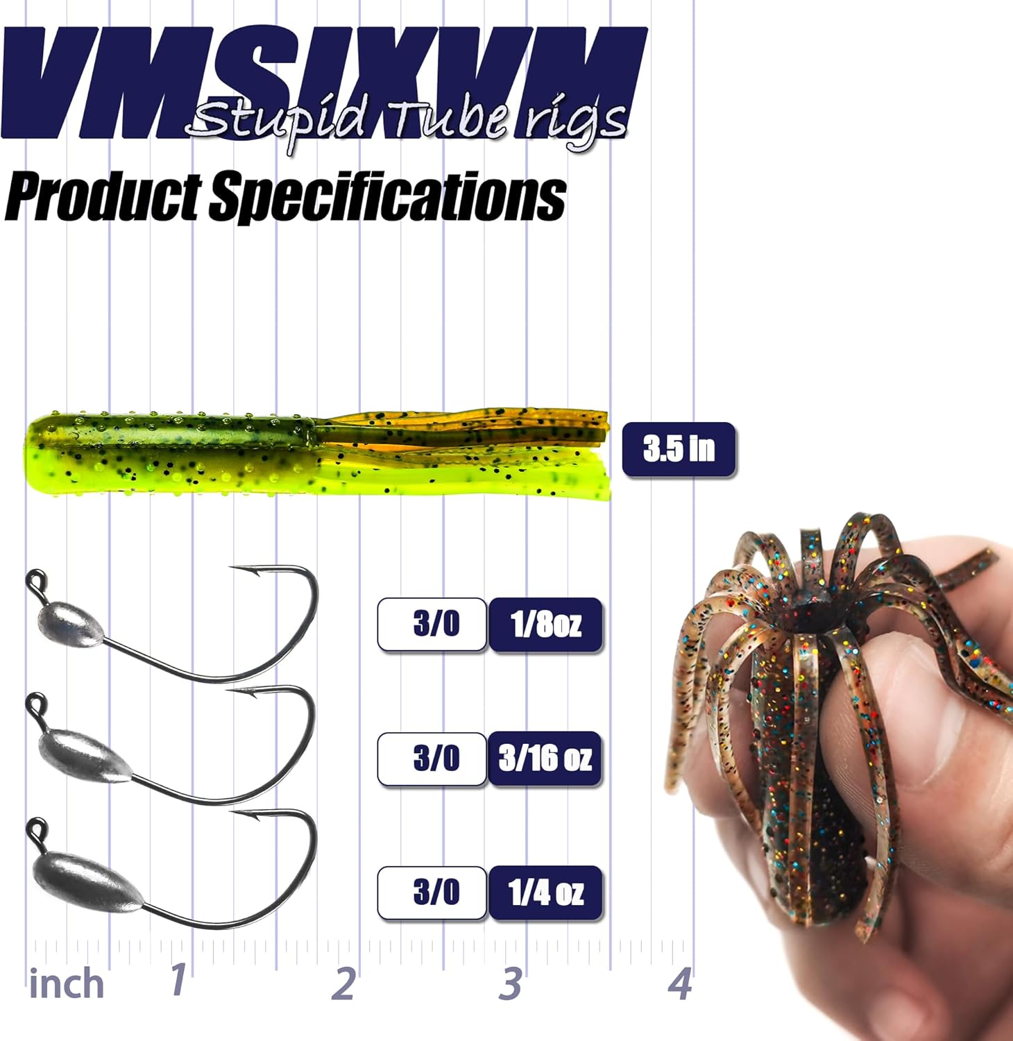 80/65/60 Pcs Tube Lures with Soft Plastic Baits Worms Jig Heads for Bass Fishing, Tube Jigs Hooks Rigs Crappie Lures for Freshwater Saltwater